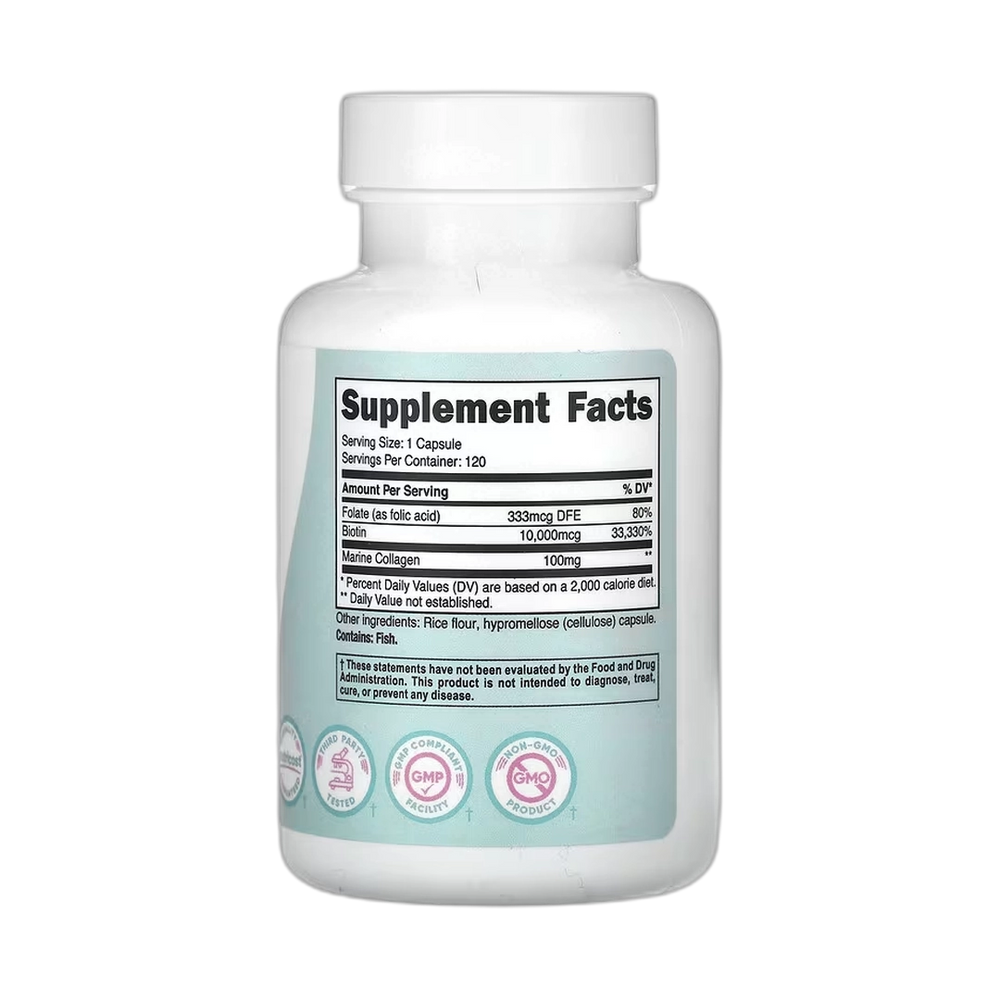 Nutricost, Women, Biotin With Folate & Collagen, 10,000 mcg, 120 Capsules