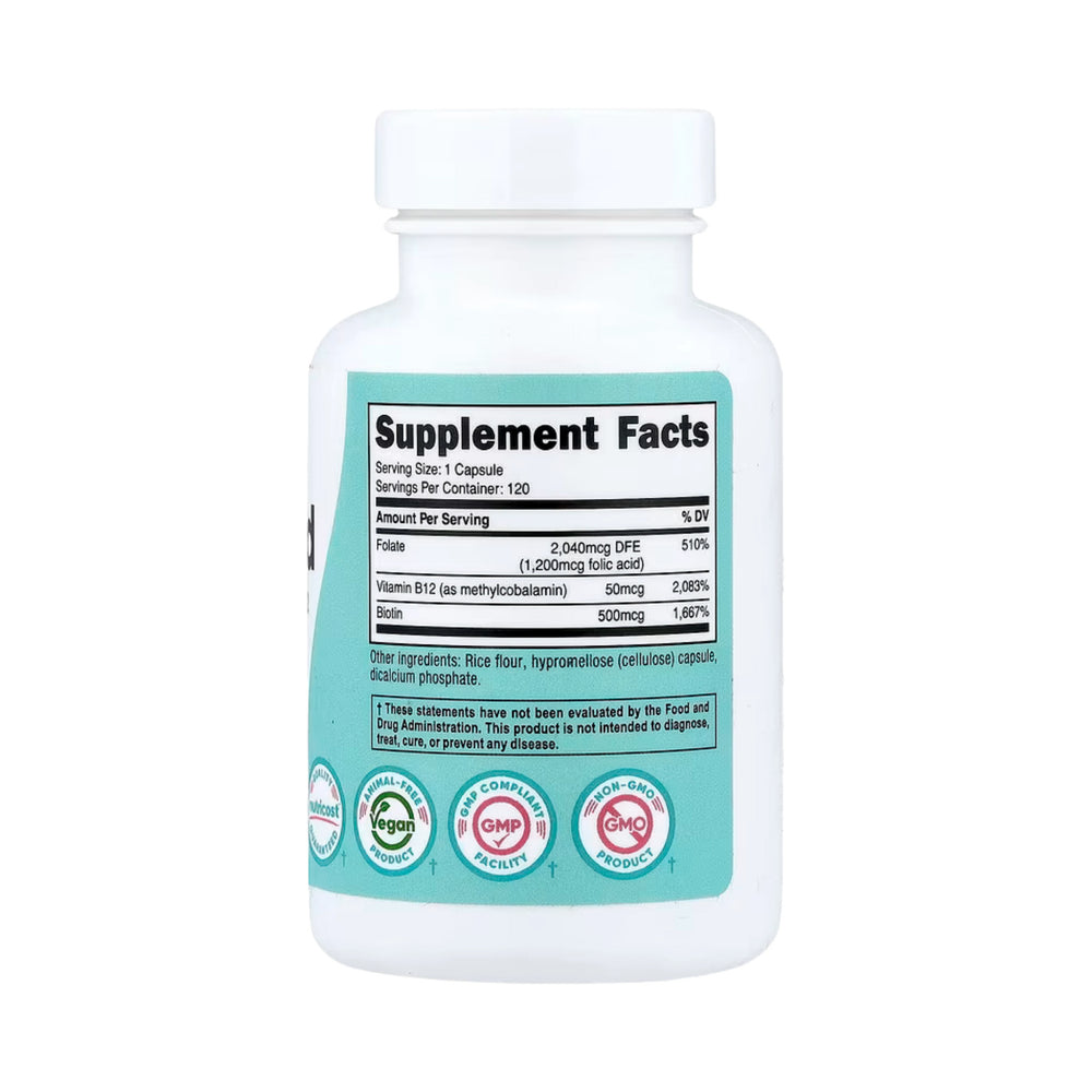 Nutricost, Women, Folic Acid with Biotin & Vitamin B12, 120 Capsules