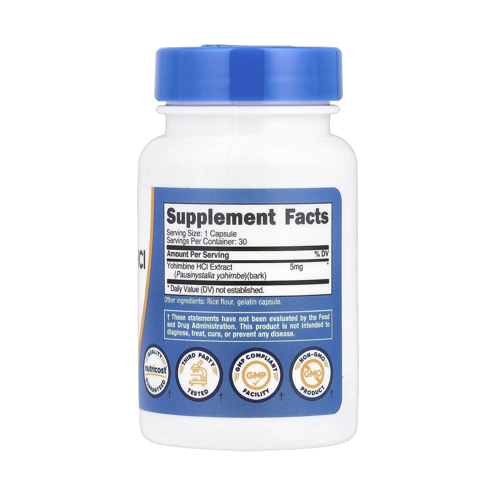 Nutricost, Yohimbine HCI, 5 mg, 30 Capsules