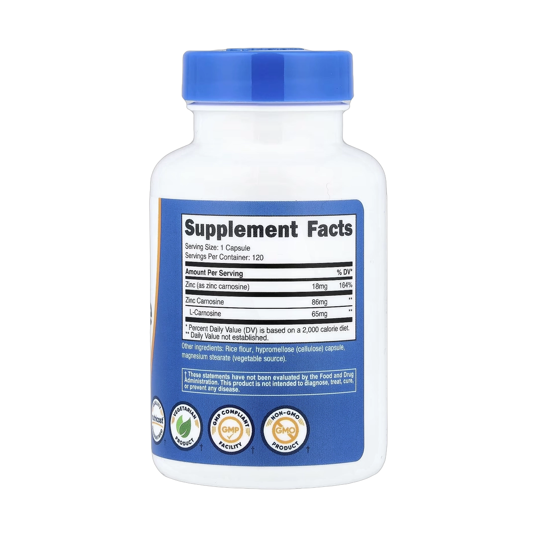 Nutricost, Zinc Carnosine, 120 Capsules