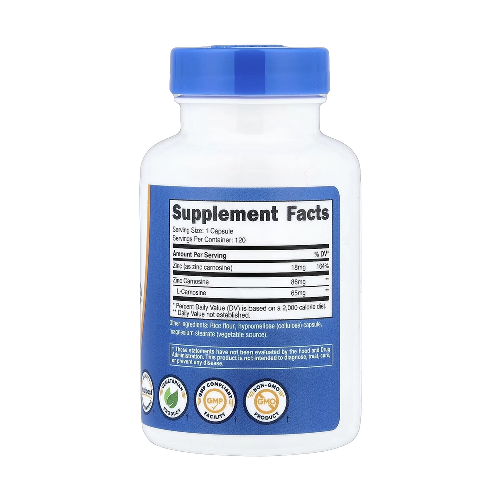 Nutricost, Zinc Carnosine, 120 Capsules