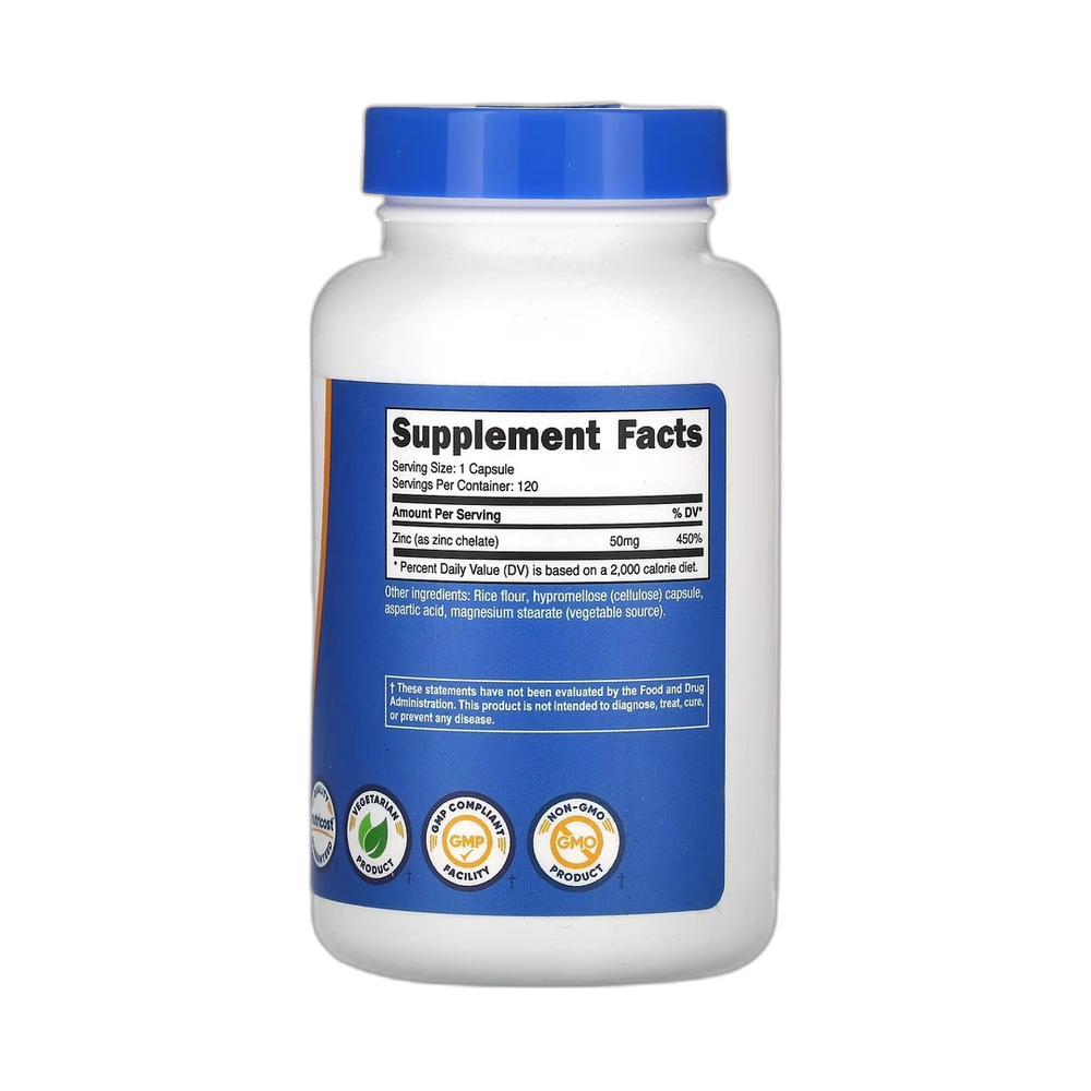 Nutricost, Zinc Chelate, 50 mg, 120 Capsules
