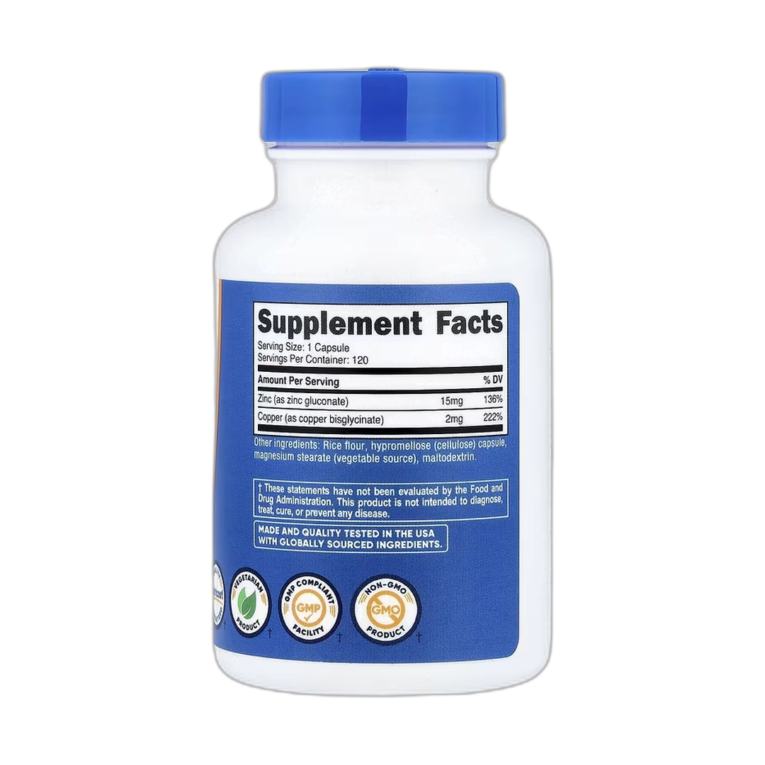 Nutricost, Zinc + Copper, 120 Capsules