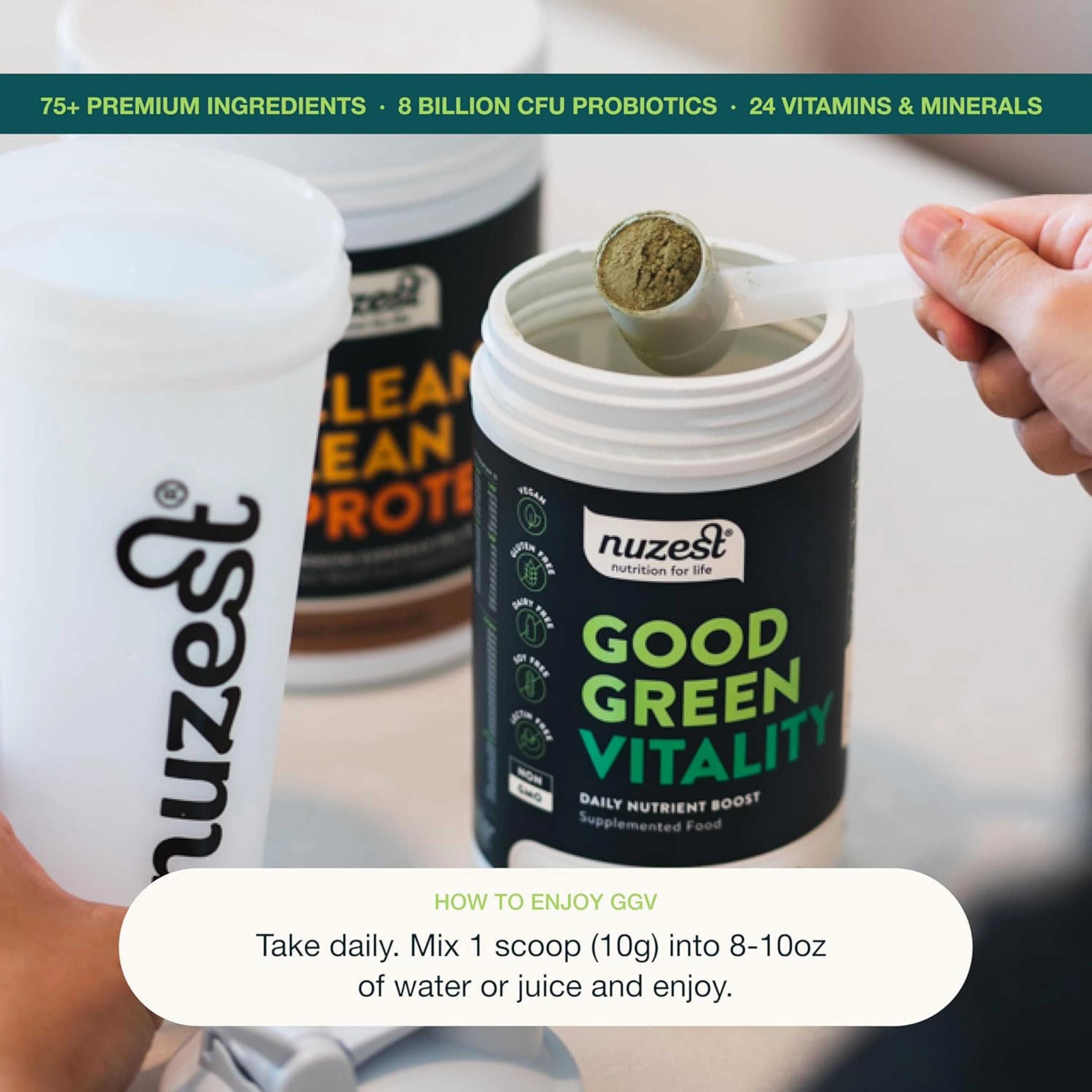 Nuzest, Greens Powder Good Green Vitality, Vegan Multivitamin Supplement, 300 Gm