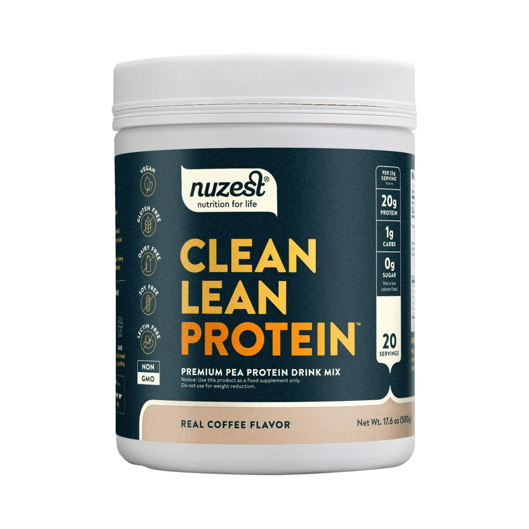 Nuzest, Pea Protein Powder, Clean Lean Protein, Real Coffee, 20 Servings, 1.1 lb