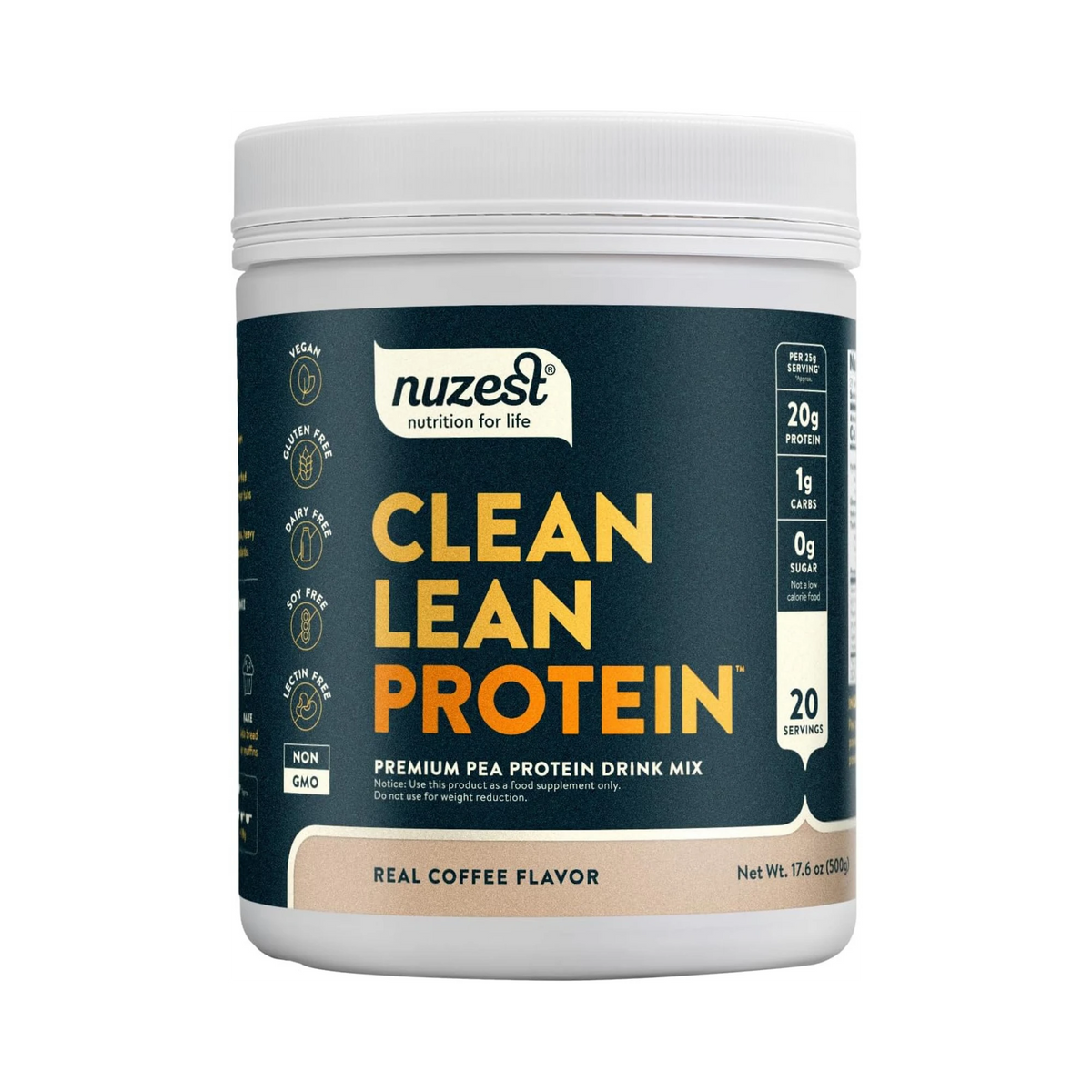 Nuzest, Pea Protein Powder, Clean Lean Protein, Real Coffee, 20 Servings, 1.1 lb