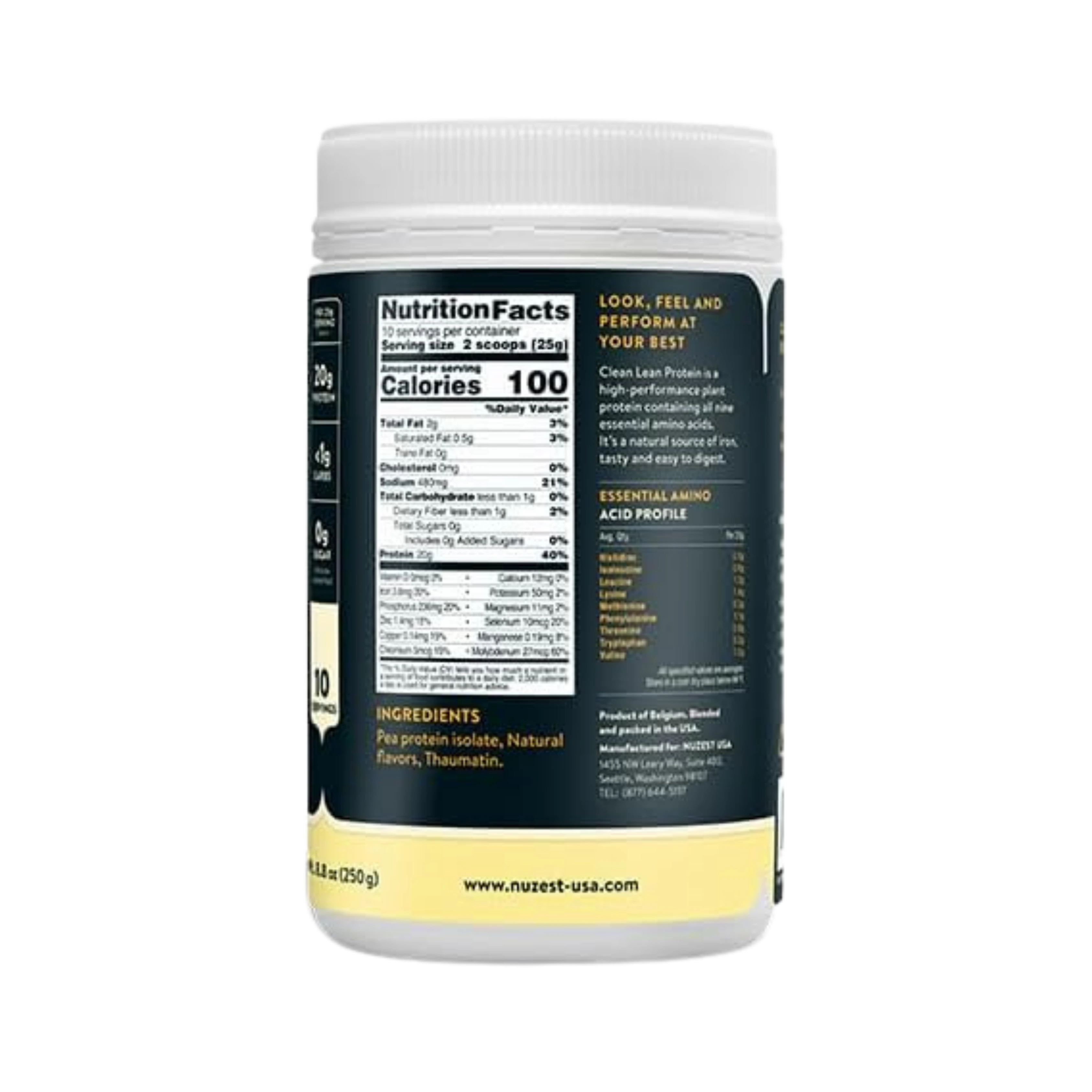 Nuzest, Pea Protein Powder, Clean Lean Protein, Smooth Vanilla, 10 Servings, 8.8 Oz