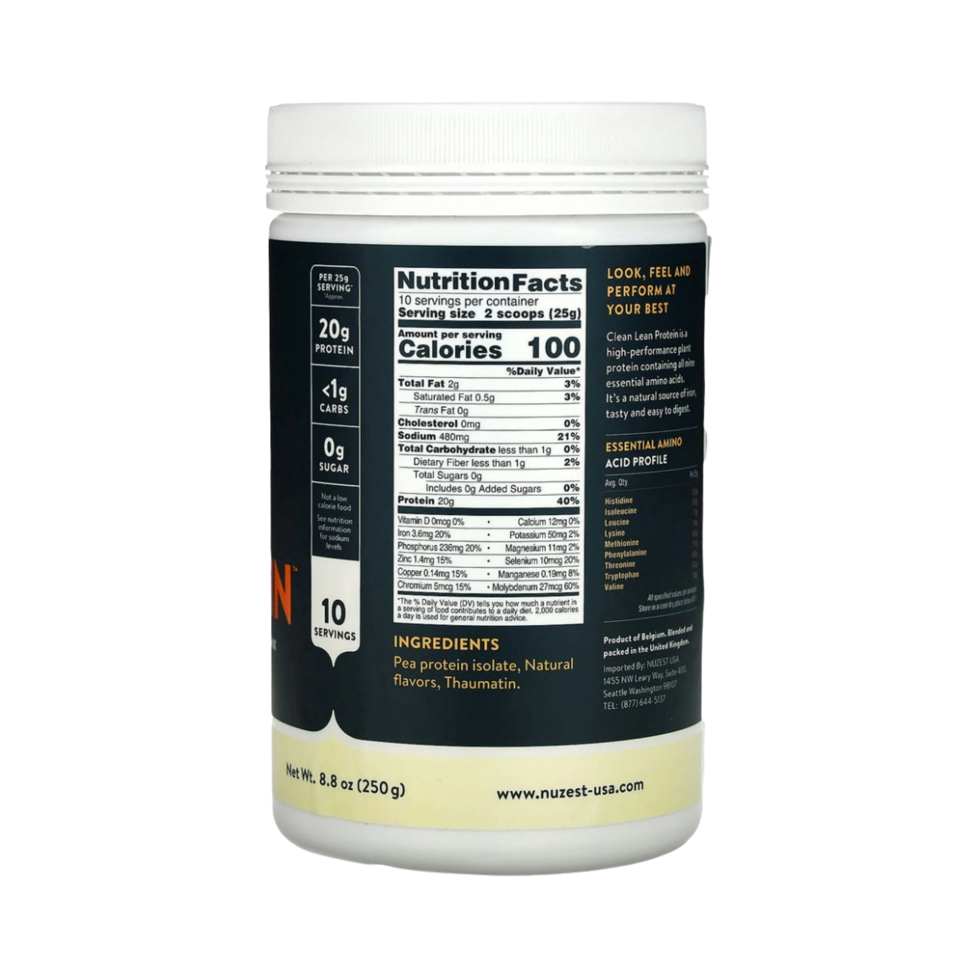 Nuzest, Pea Protein Powder, Clean Lean Protein, Smooth Vanilla, 10 Servings, 8.8 Oz