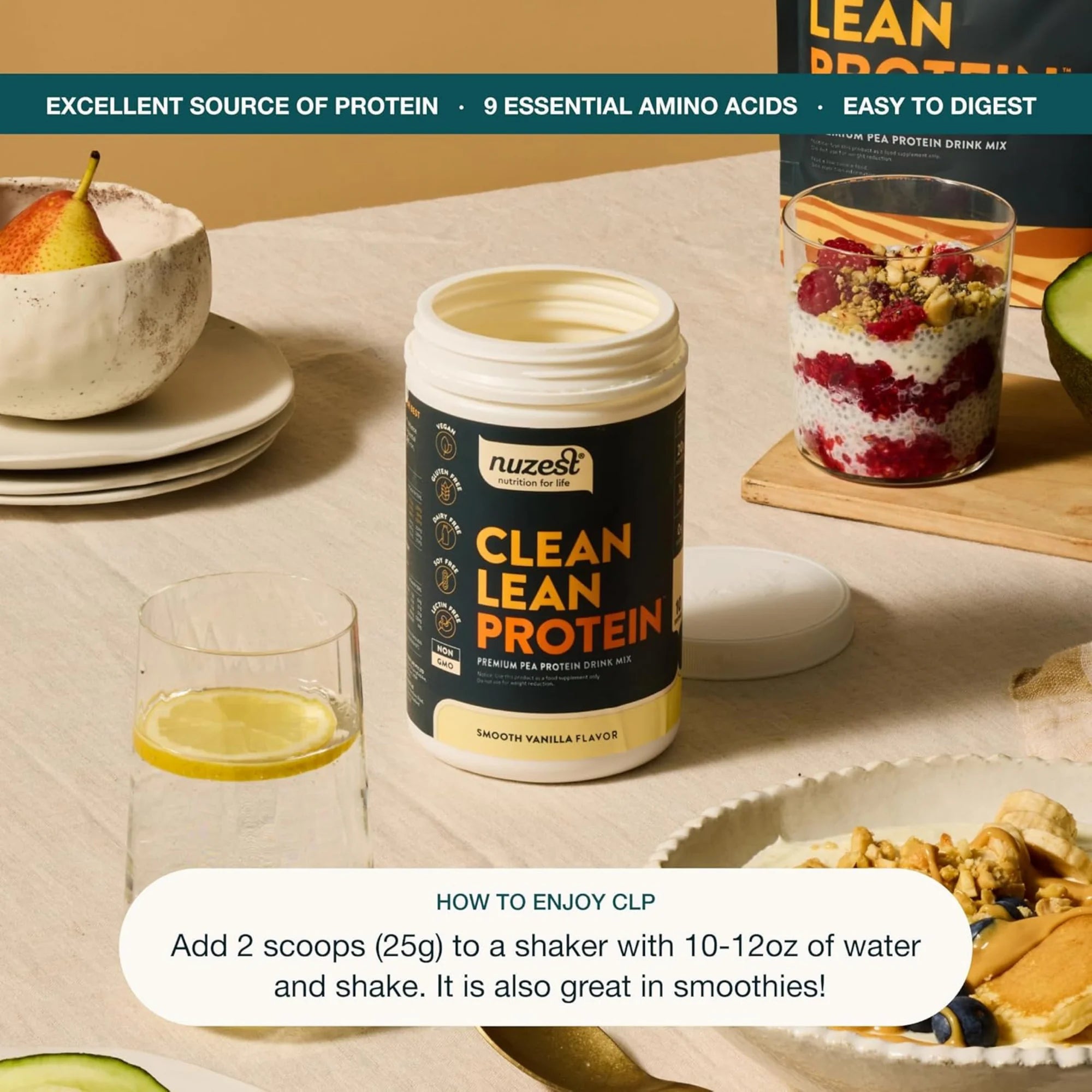 Nuzest, Pea Protein Powder, Clean Lean Protein, Smooth Vanilla, 40 Servings, 2.2 lb