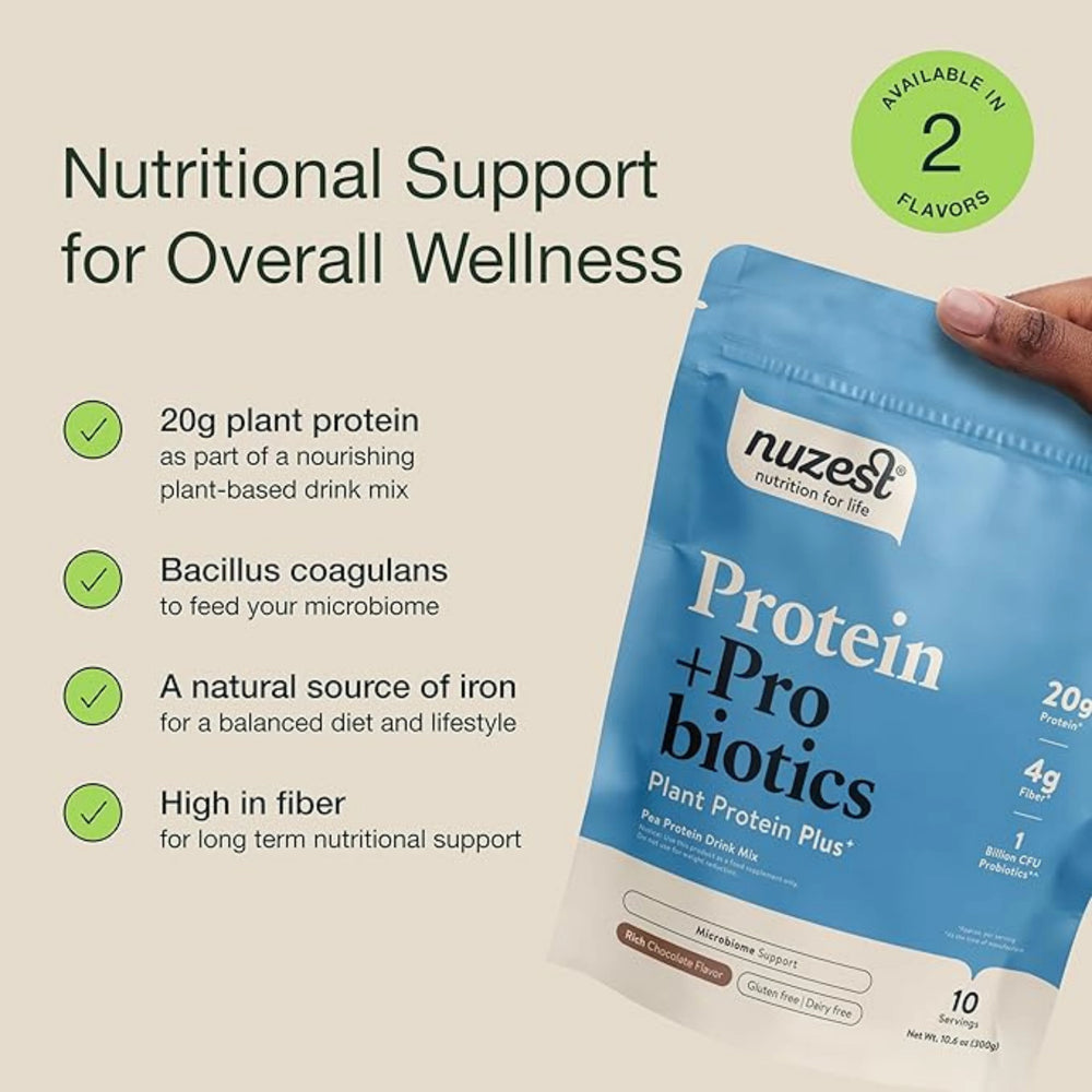 Nuzest, Protein + Probiotics, Rich Chocolate, 10.6 Oz