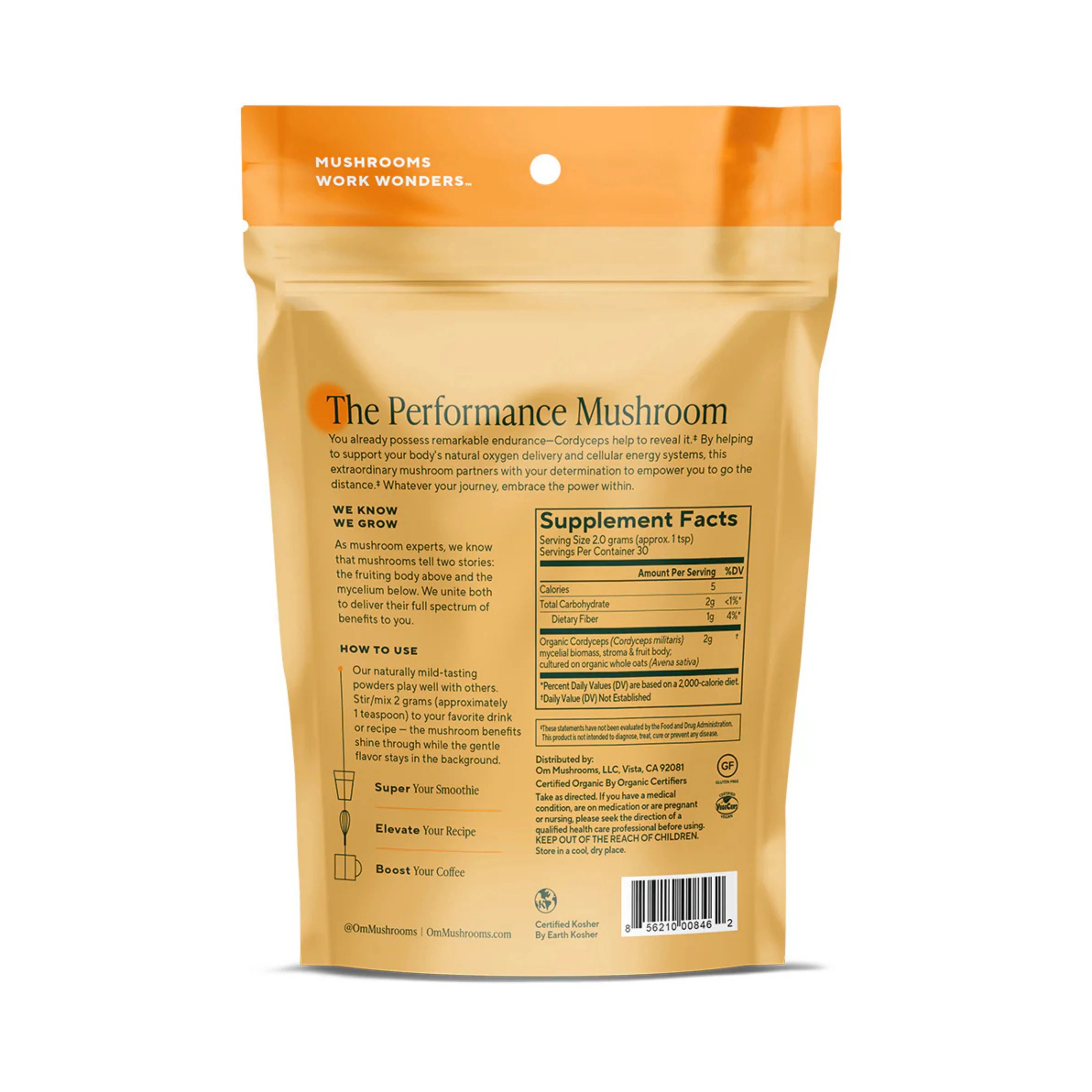 Om Mushrooms, Cordyceps Organic Mushroom Powder, 60 g