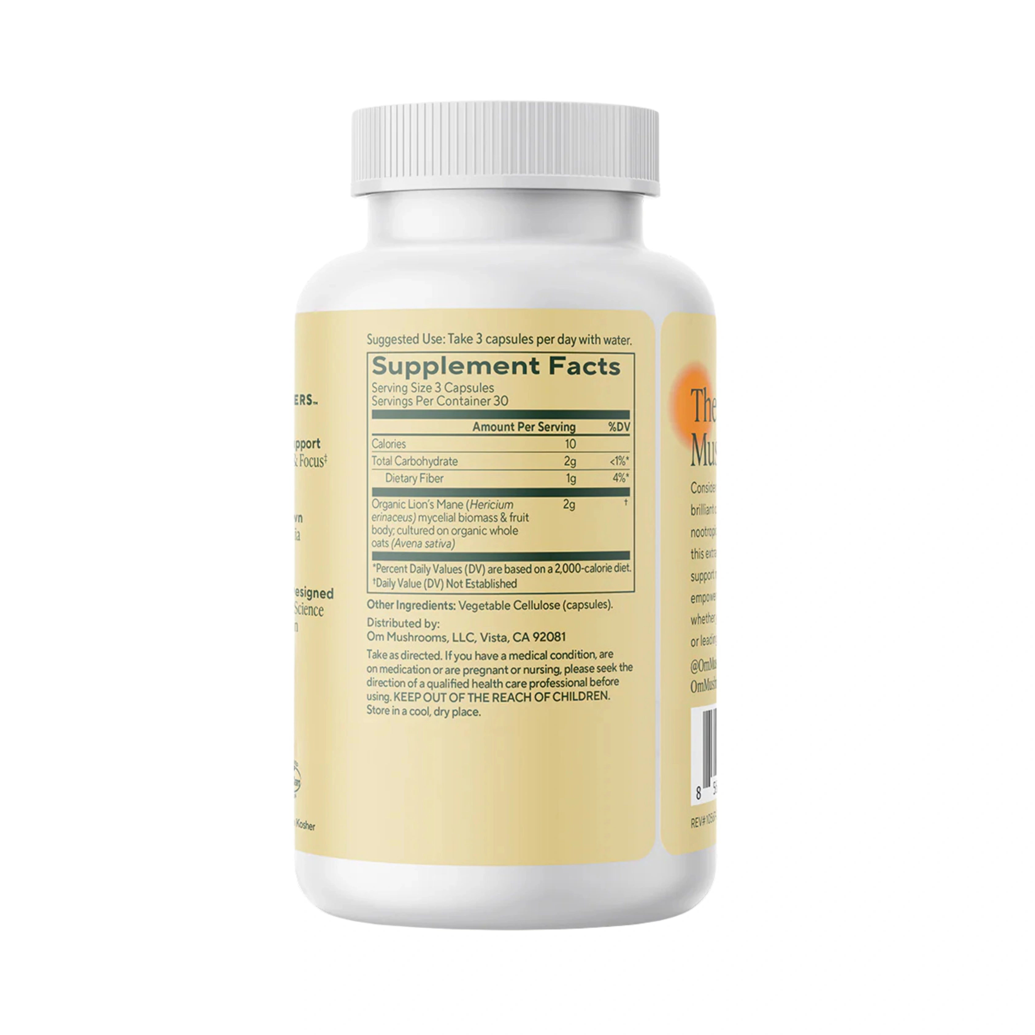 Om Mushrooms, Lion's Mane Mushroom Capsules, 180 Vegetable Capsules