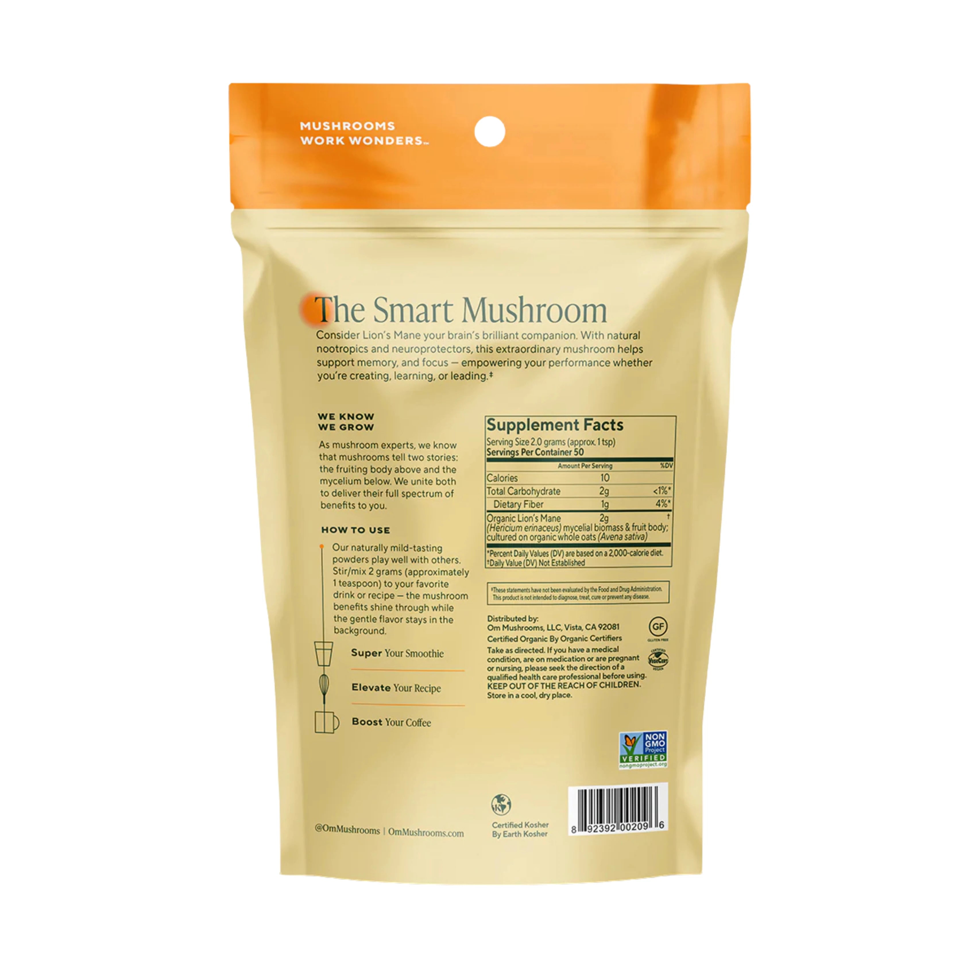 Om Mushrooms, Lion’s Mane, Mushroom Powder, 60 g