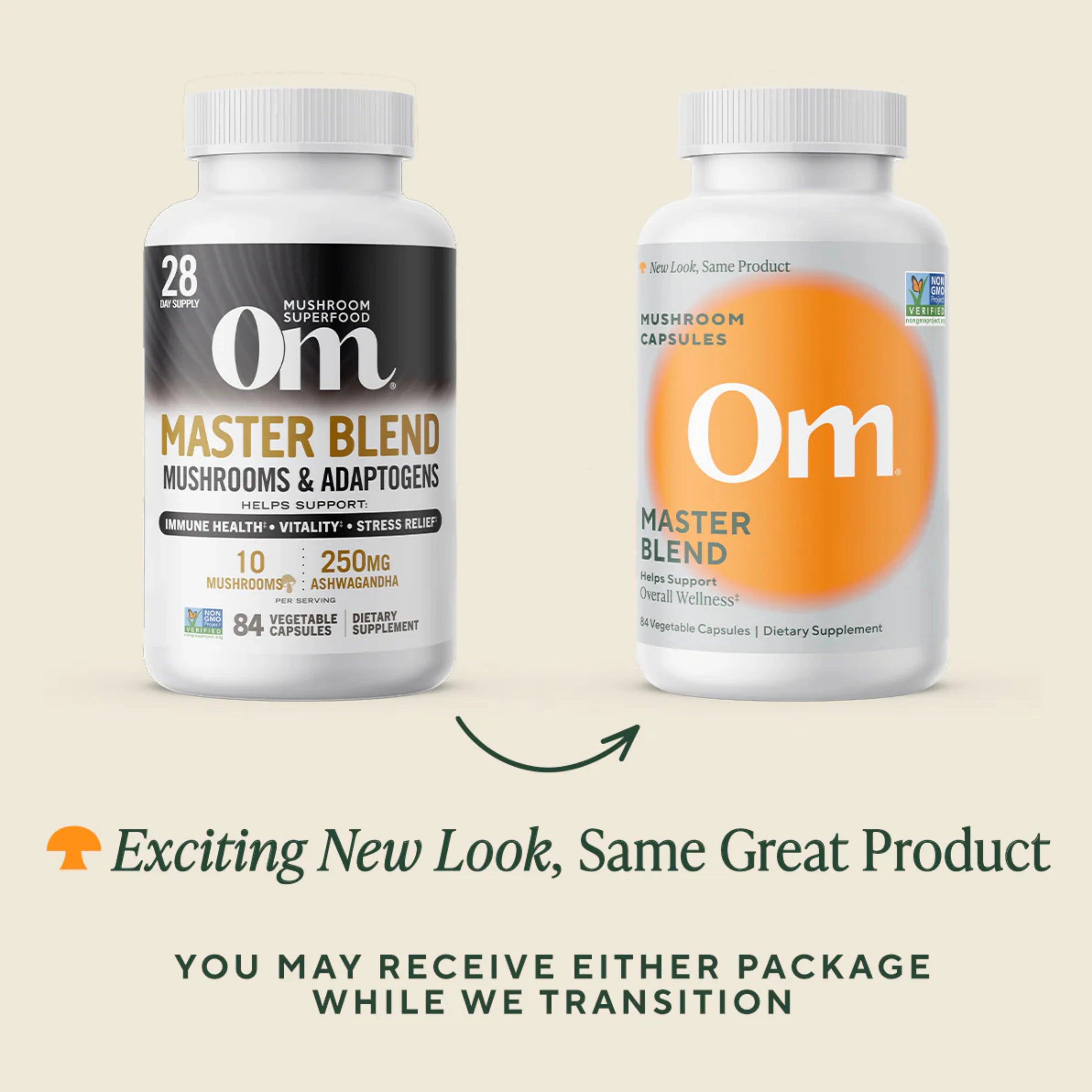 Om Mushrooms, Master Blend Mushroom Capsules, 84 Vegetable Capsules