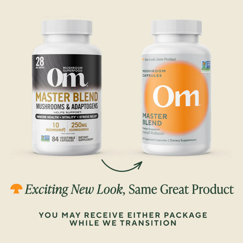Om Mushrooms, Master Blend Mushroom Capsules, 84 Vegetable Capsules