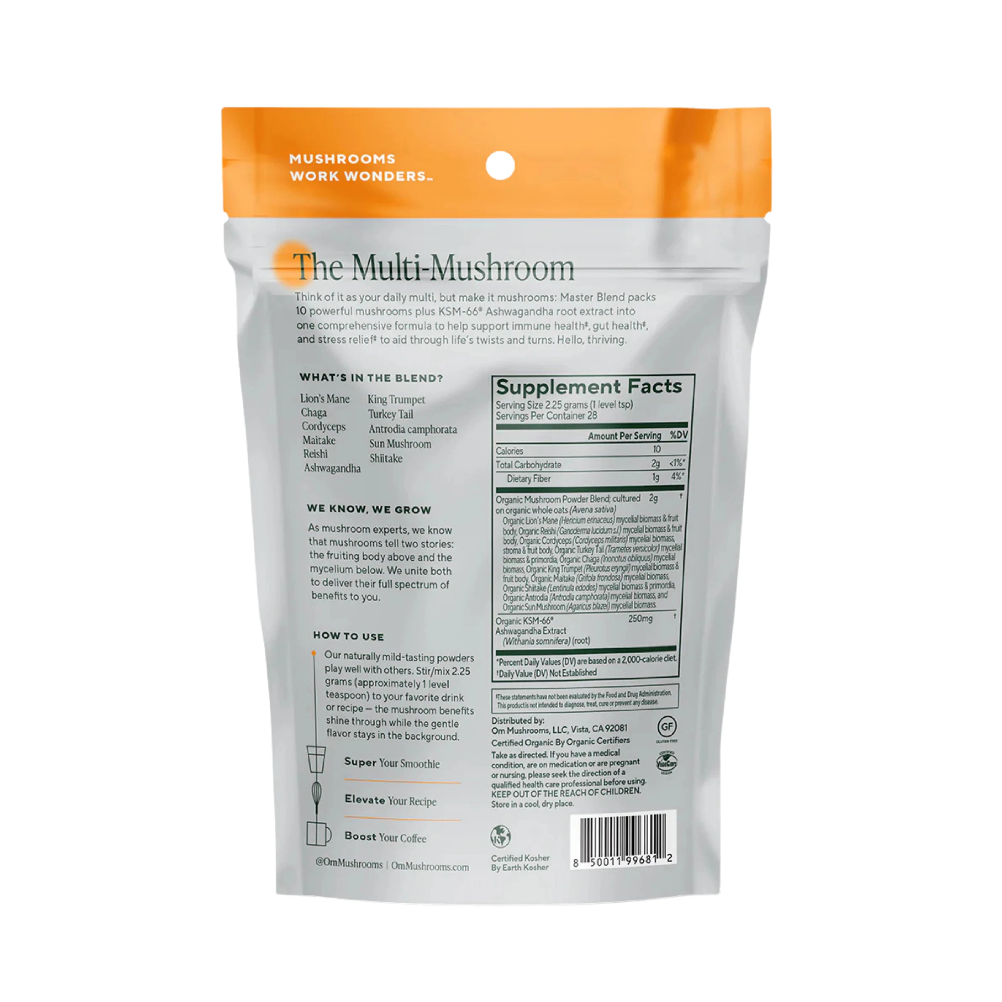 Om Mushrooms, Master Blend Organic Mushroom Powder, 2.22 Oz, 63 g