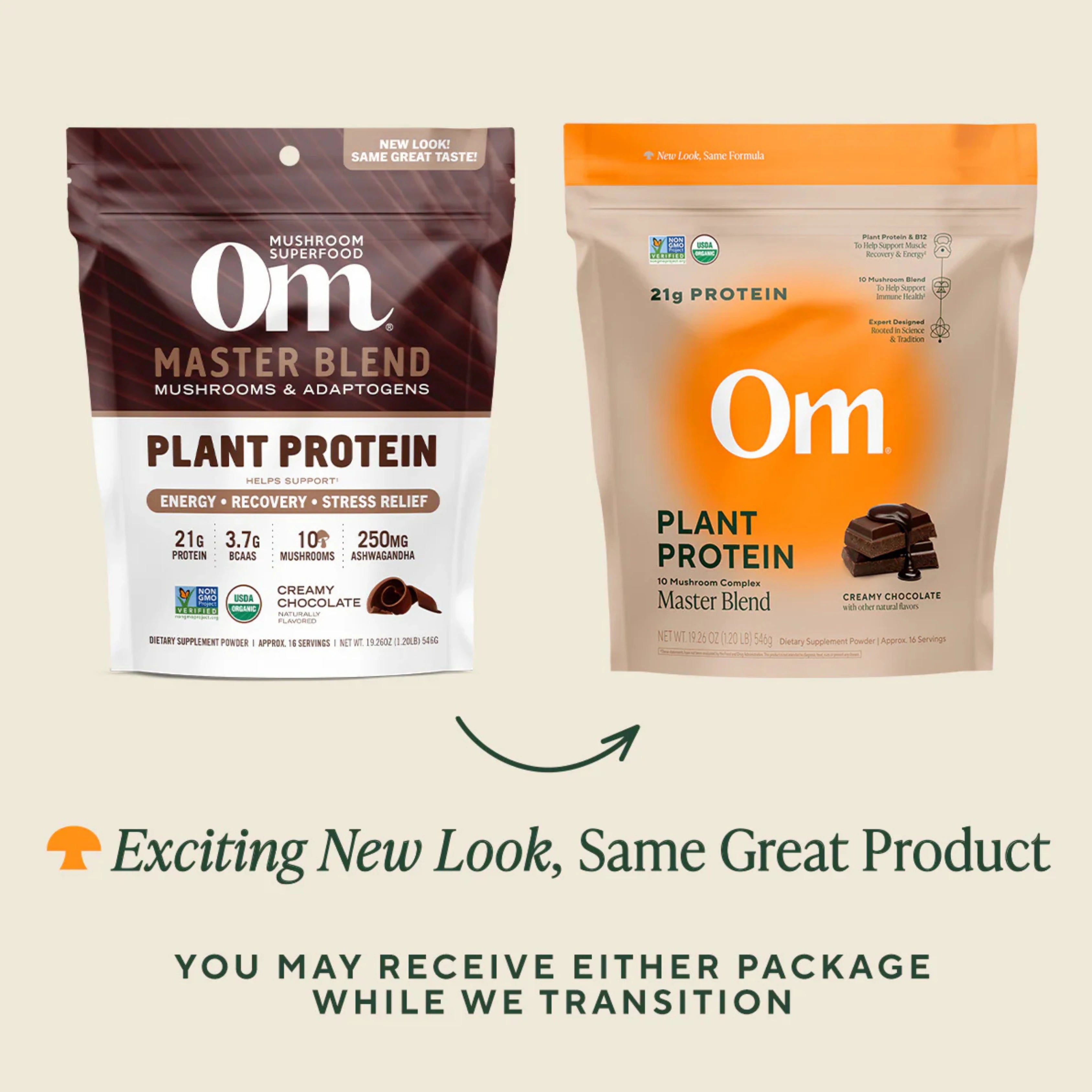 Om Mushrooms, Master Blend, Plant Protein, Creamy Chocolate, 1.2 lb, 546 g