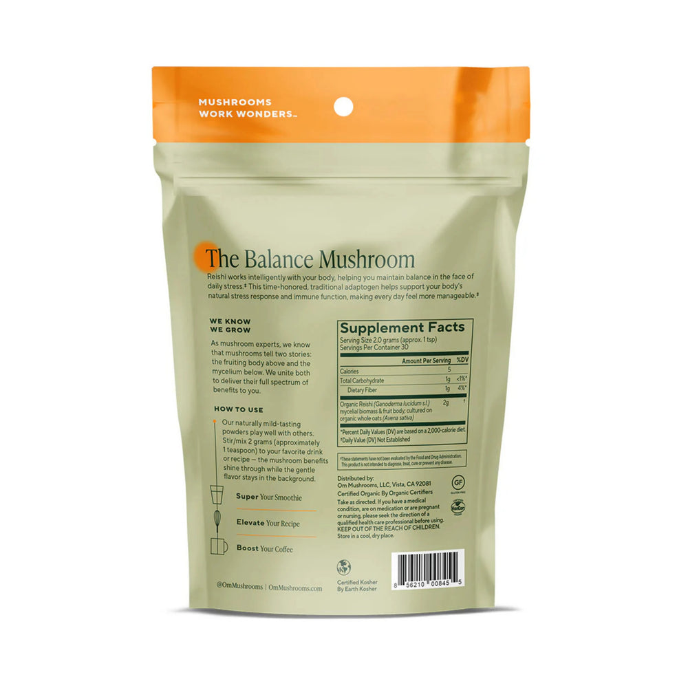 Om Mushrooms, Reishi Organic Mushroom Powder, 60g