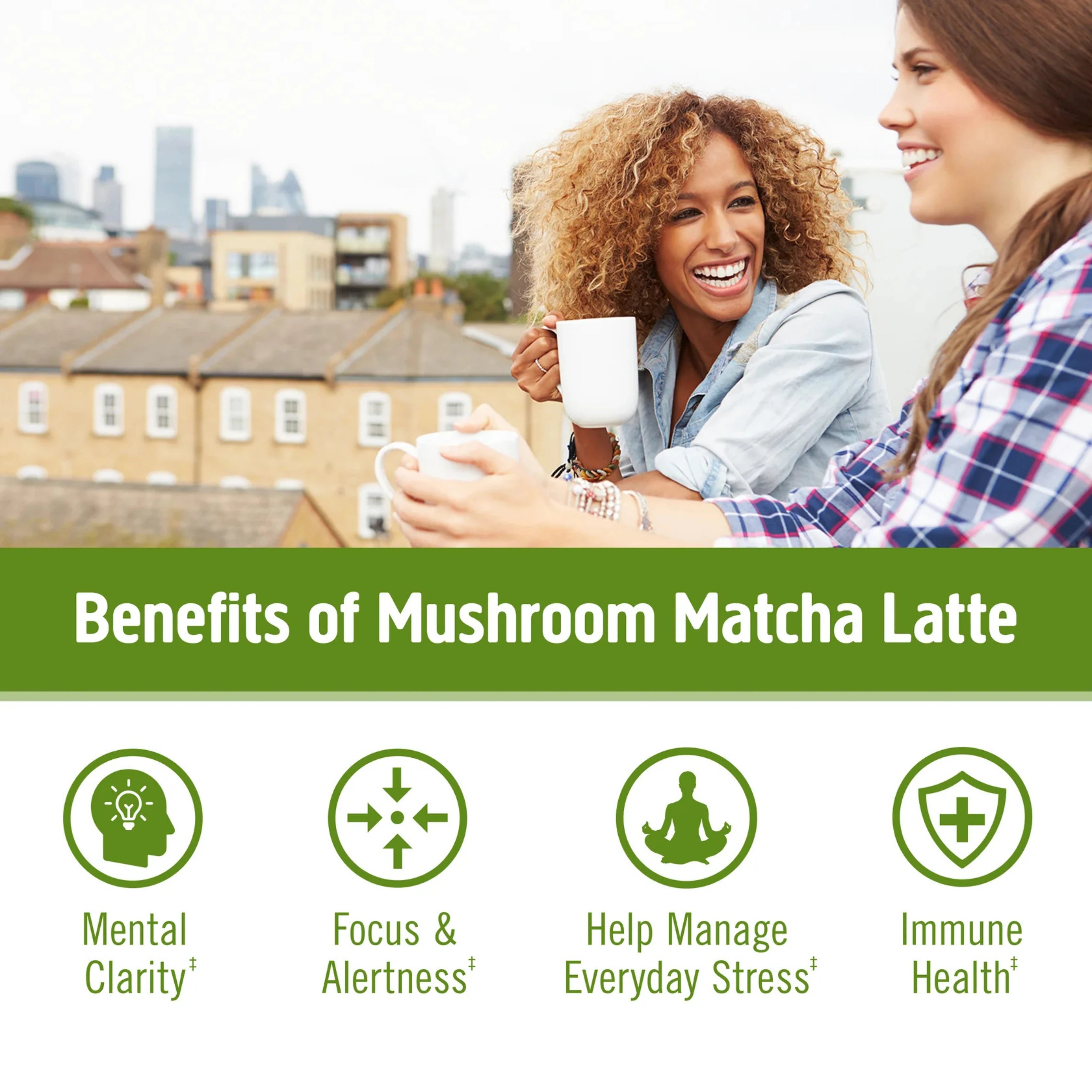Om Mushrooms, Superfood Mushroom Blend, Matcha Latte, 10 Packets, 0.28 oz, 8 g Each