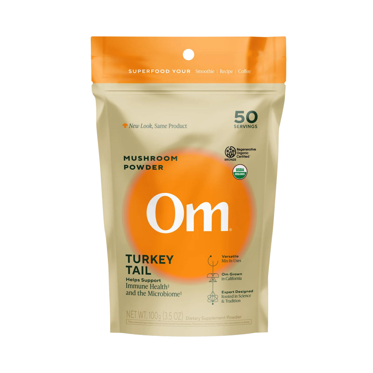 Om Mushrooms, Turkey Tail,  Mushroom Powder, 100 g