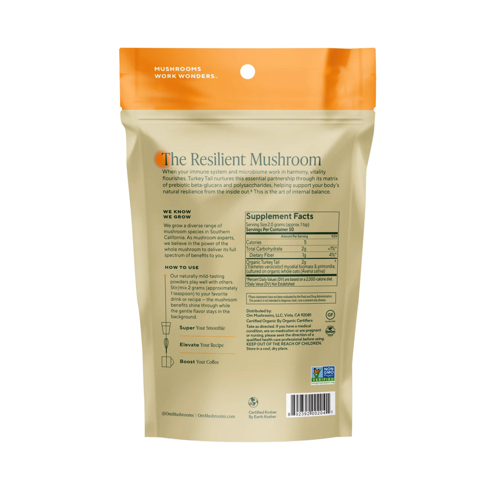 Om Mushrooms, Turkey Tail,  Mushroom Powder, 100 g