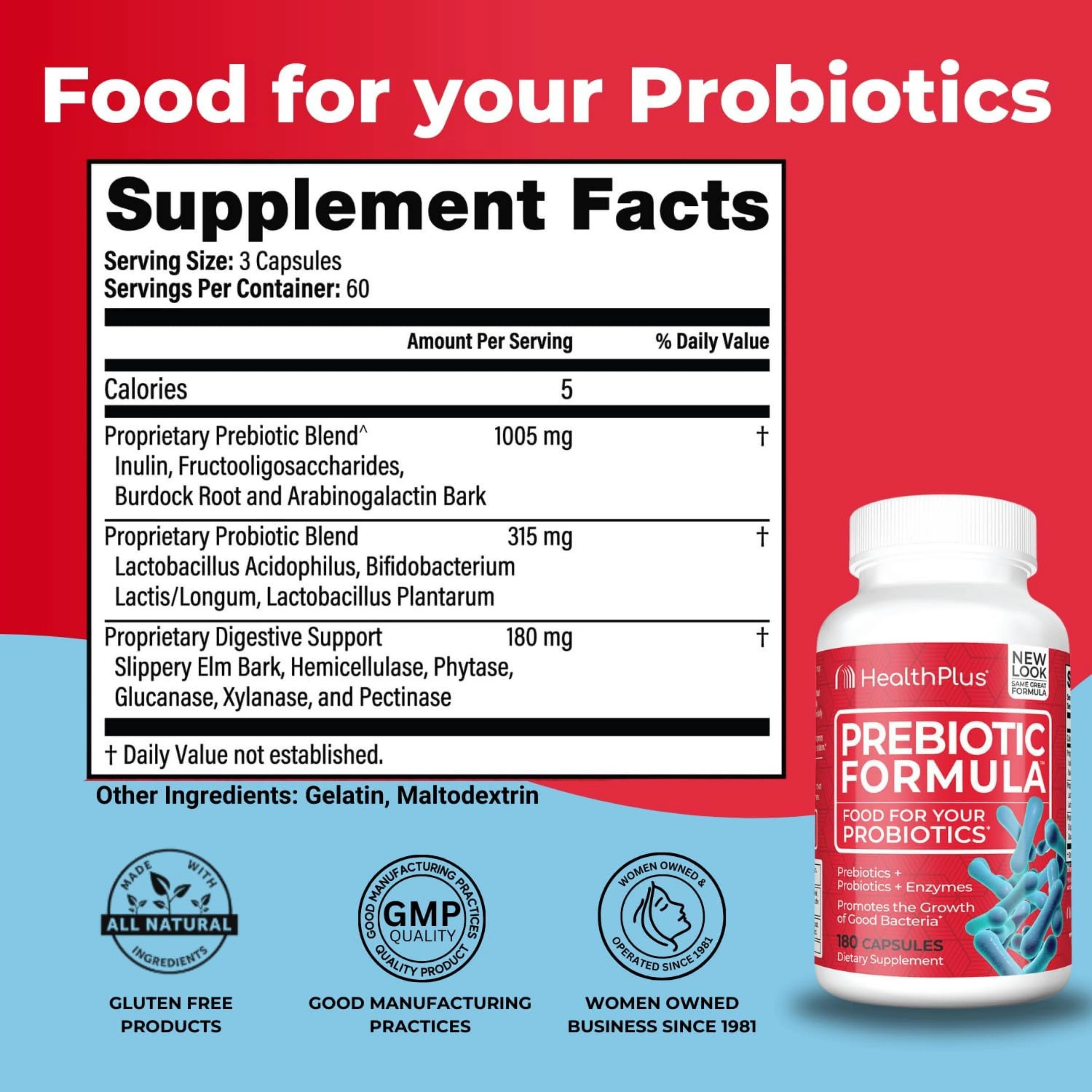 Health Plus, Prebiotic Formula, 180 Capsules