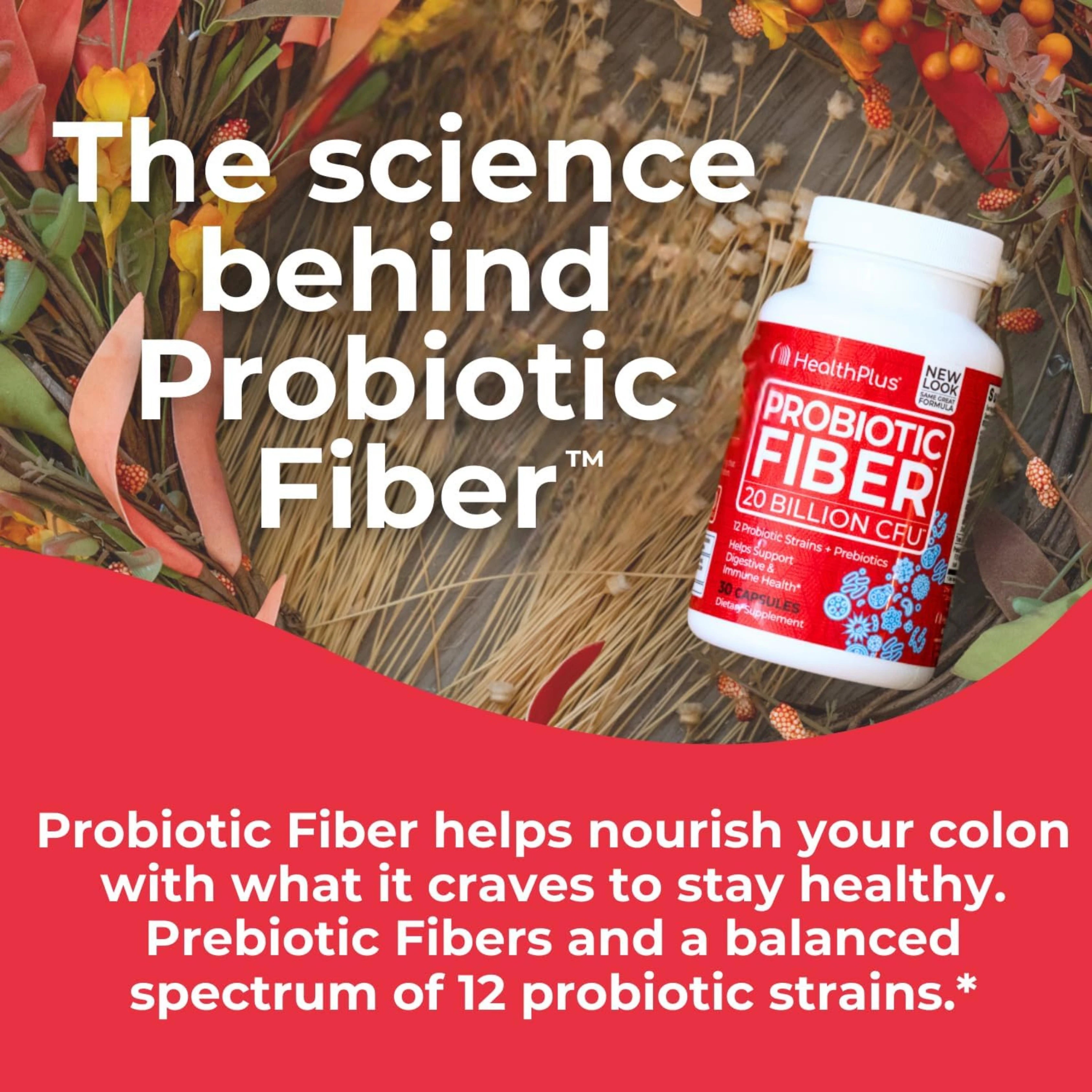 Health Plus, Probiotic Fiber, 20 Billion CFU, 30 Capsules