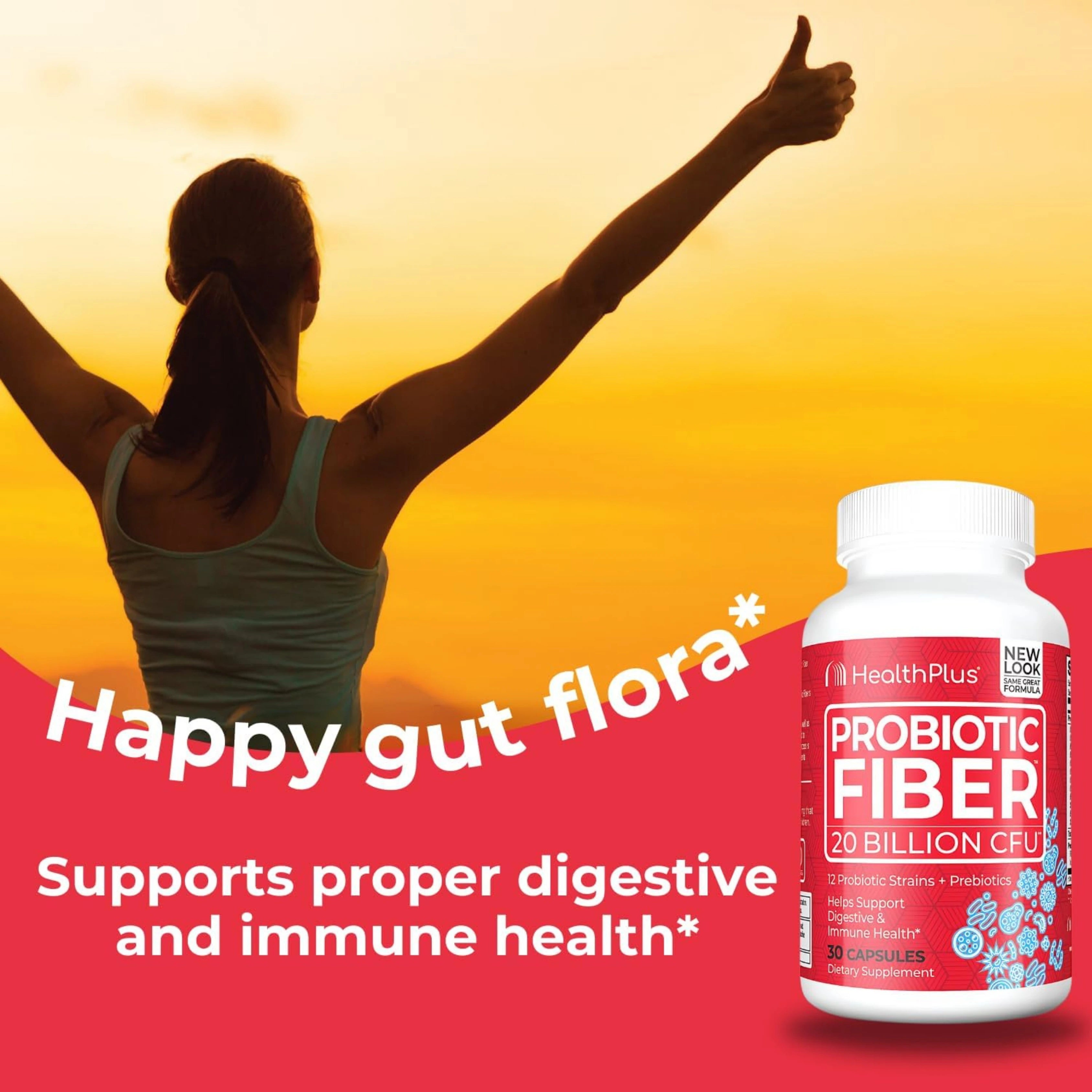 Health Plus, Probiotic Fiber, 20 Billion CFU, 30 Capsules