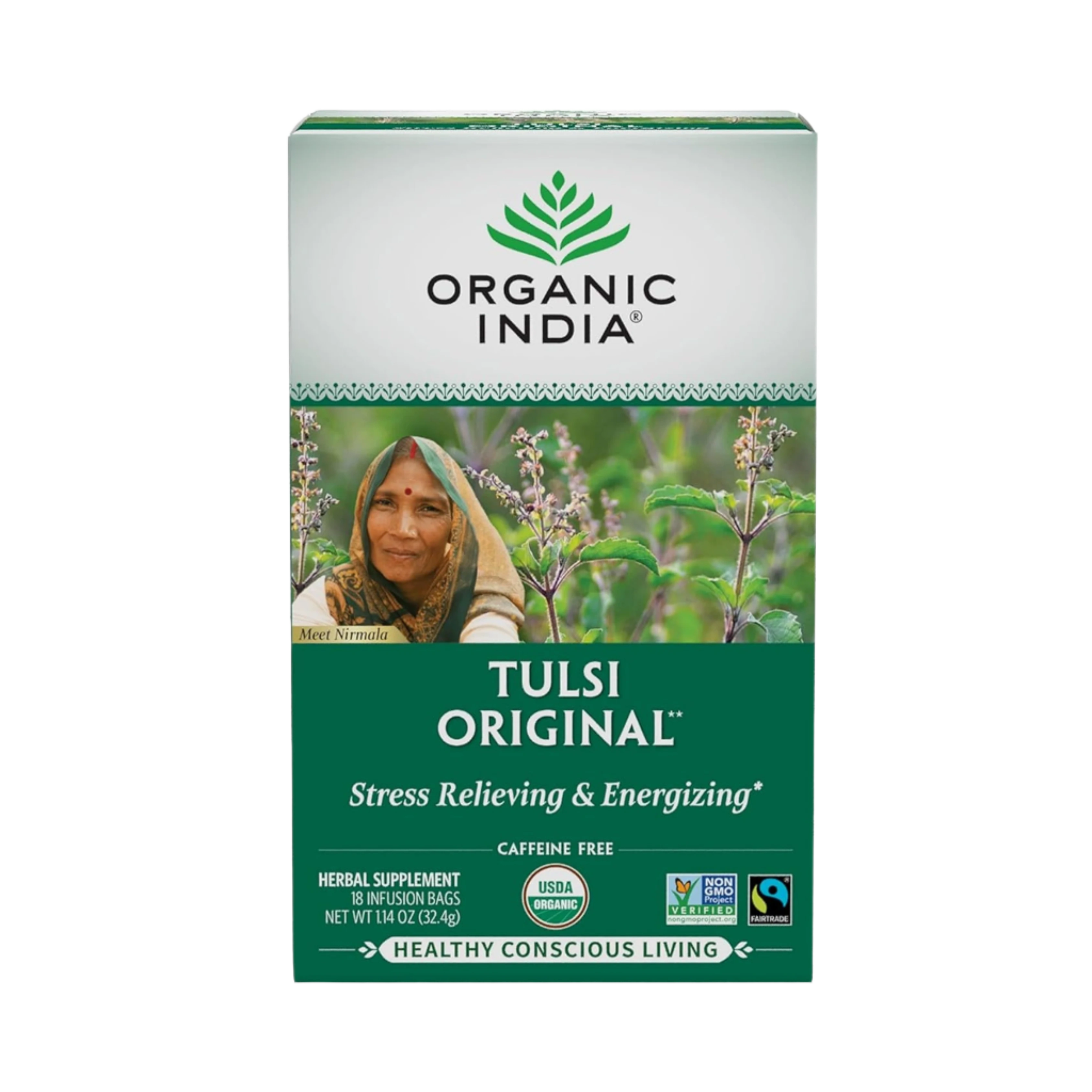 Organic India, Tulsi Tea, Original, Caffeine-Free, 18 Infusion Bags, 1.14 Oz