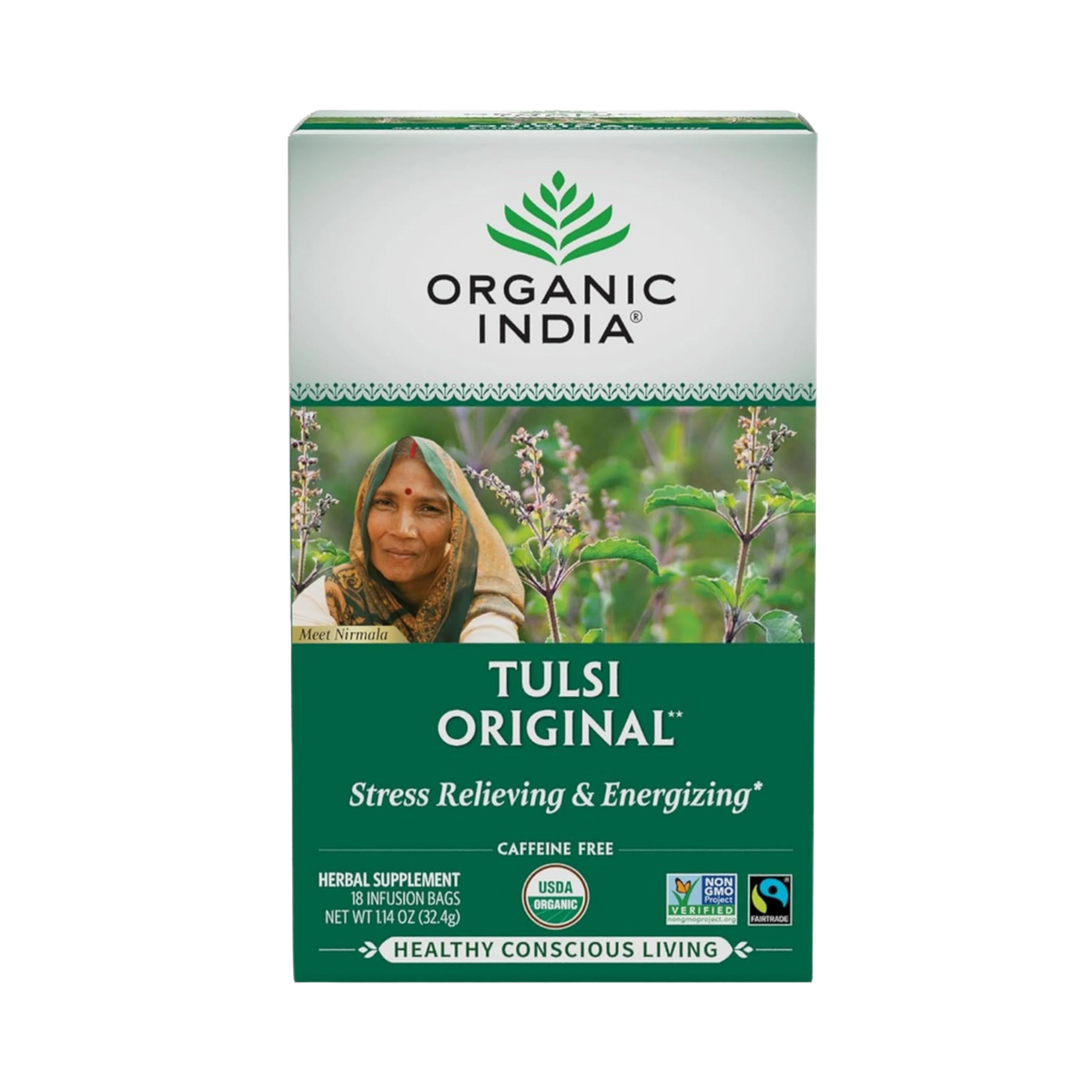 Organic India, Tulsi Tea, Original, Caffeine-Free, 18 Infusion Bags, 1.14 Oz