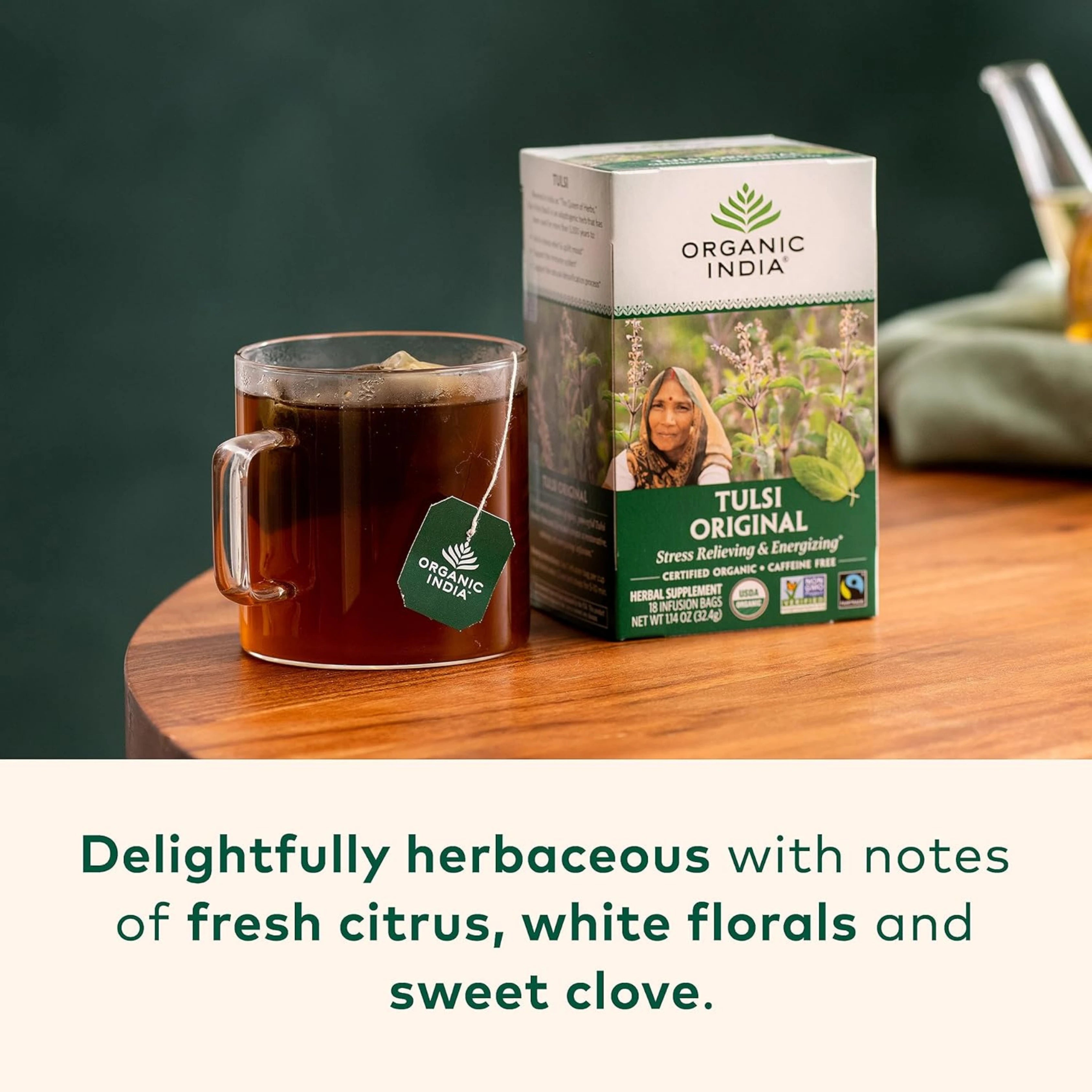 Organic India, Tulsi Tea, Original, Caffeine-Free, 18 Infusion Bags, 1.14 Oz