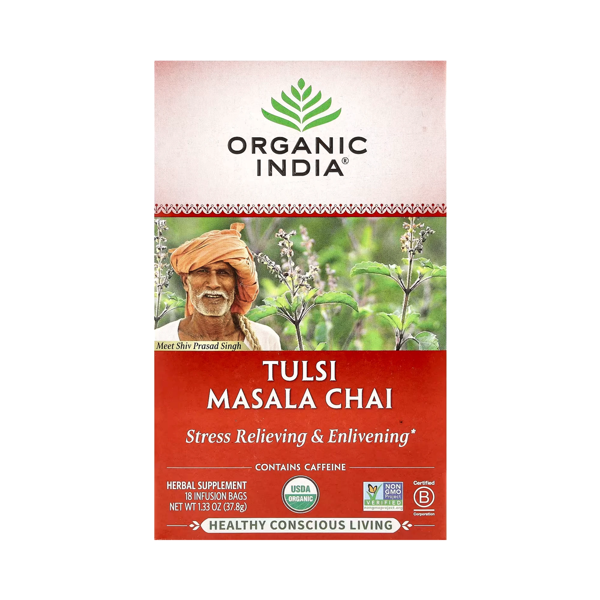Organic India, Tulsi Tea, Masala Chai, 18 Infusion Bags, 1.33 Oz