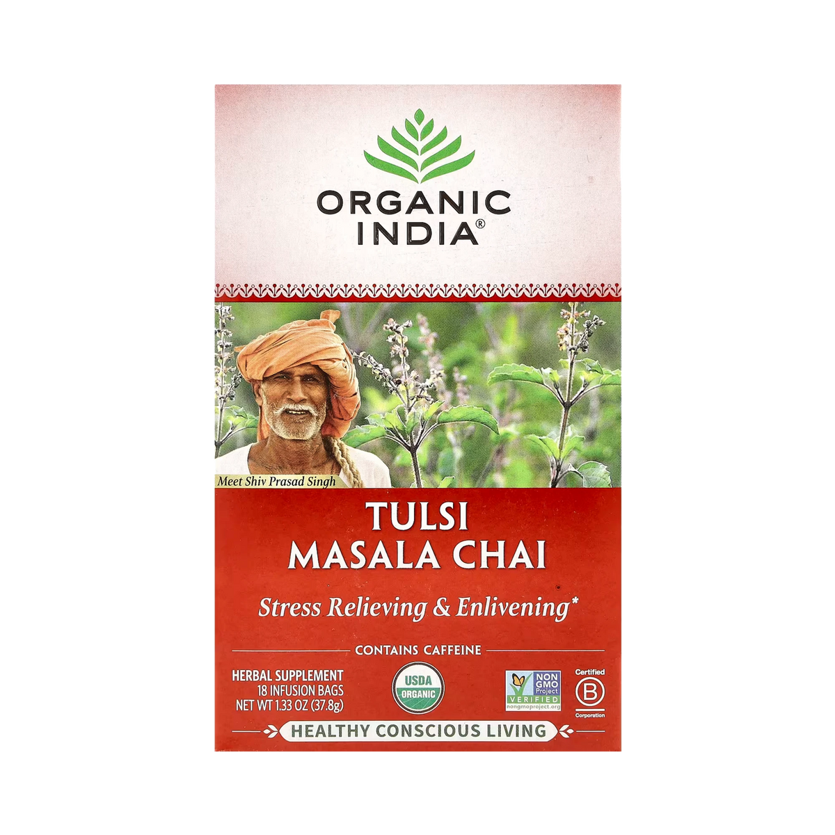 Organic India, Tulsi Tea, Masala Chai, 18 Infusion Bags, 1.33 Oz