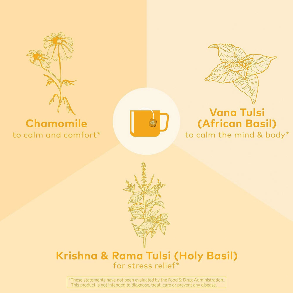 Organic India, Tulsi Tea, Honey Chamomile, Caffeine-Free, 18 Infusion Bags, 1.08 Oz