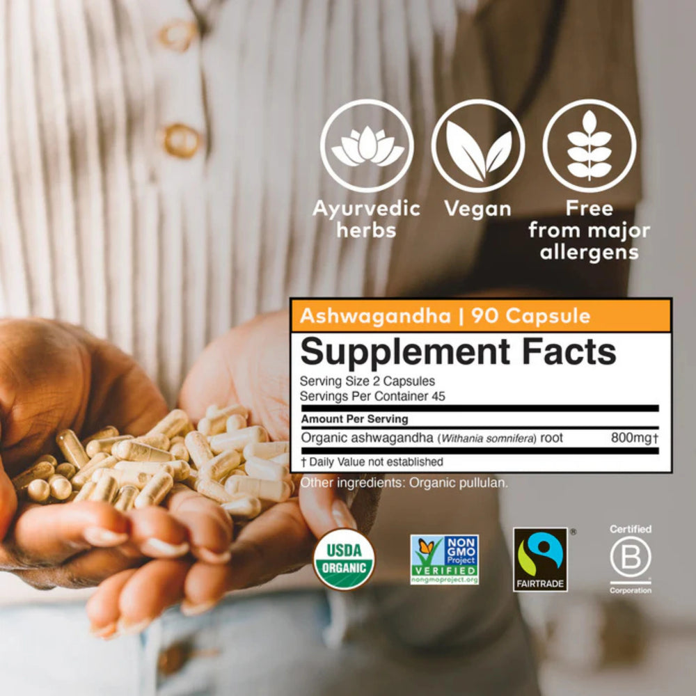 Organic India, Ashwagandha, 800 Mg, 90 Vegetarian Caps