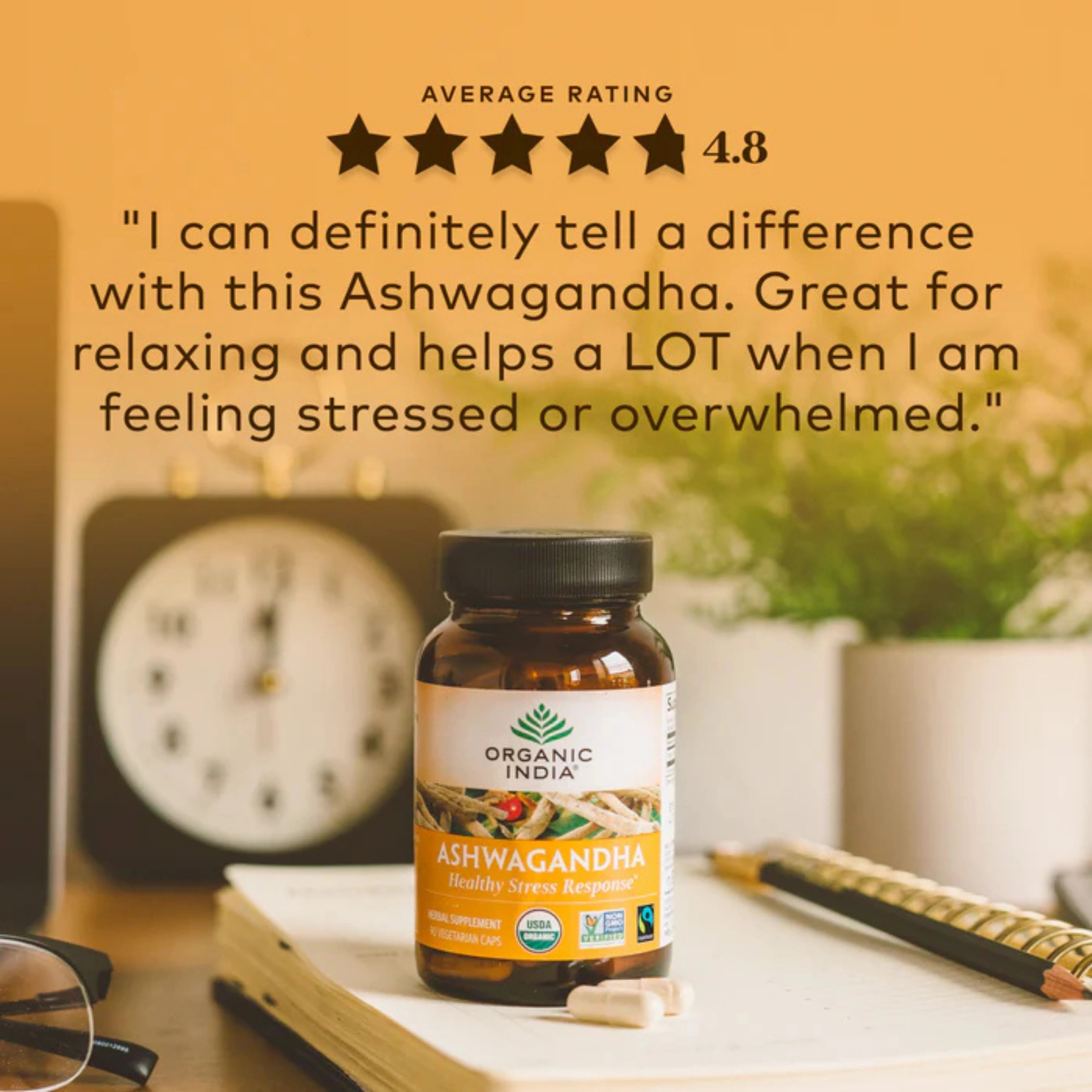 Organic India, Ashwagandha, 800 Mg, 90 Vegetarian Caps