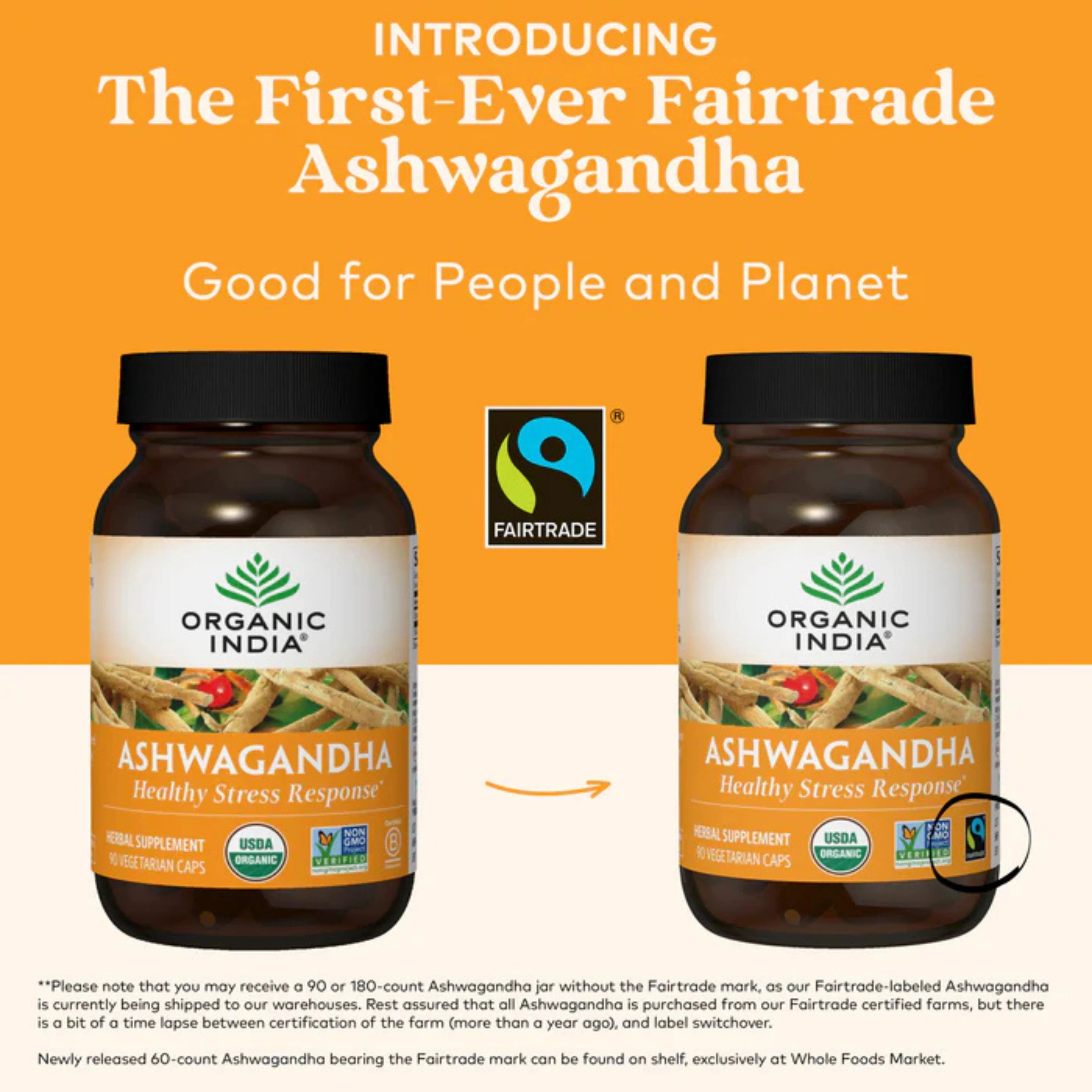 Organic India, Ashwagandha, 800 Mg, 90 Vegetarian Caps