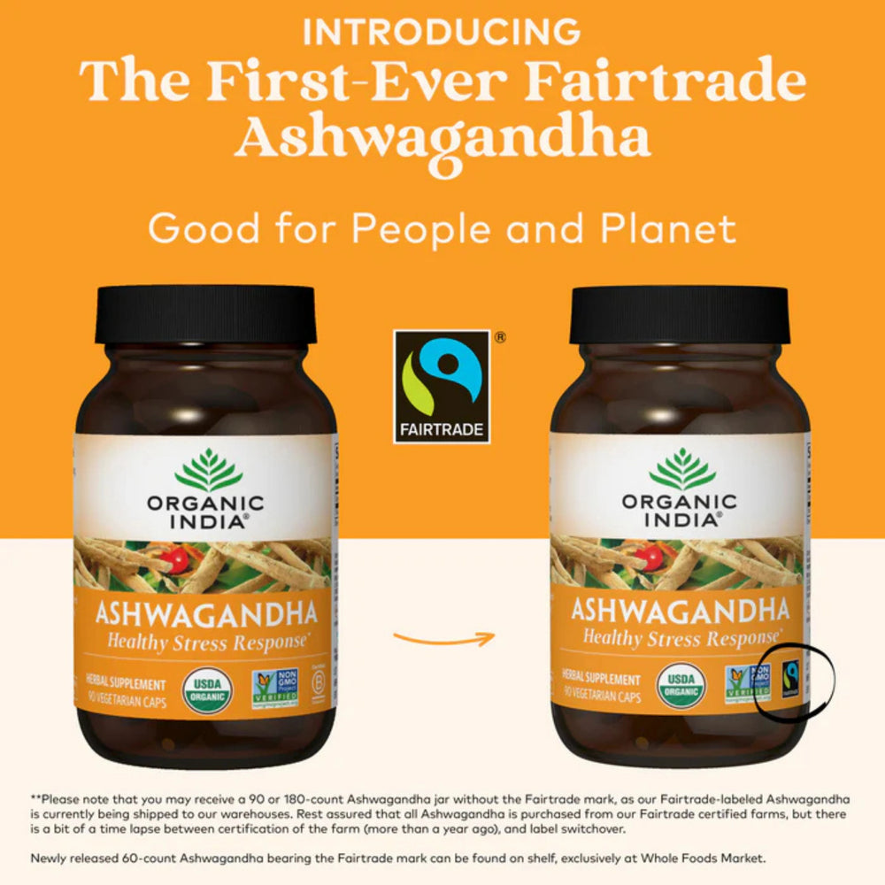 Organic India, Ashwagandha, 800 Mg, 90 Vegetarian Caps