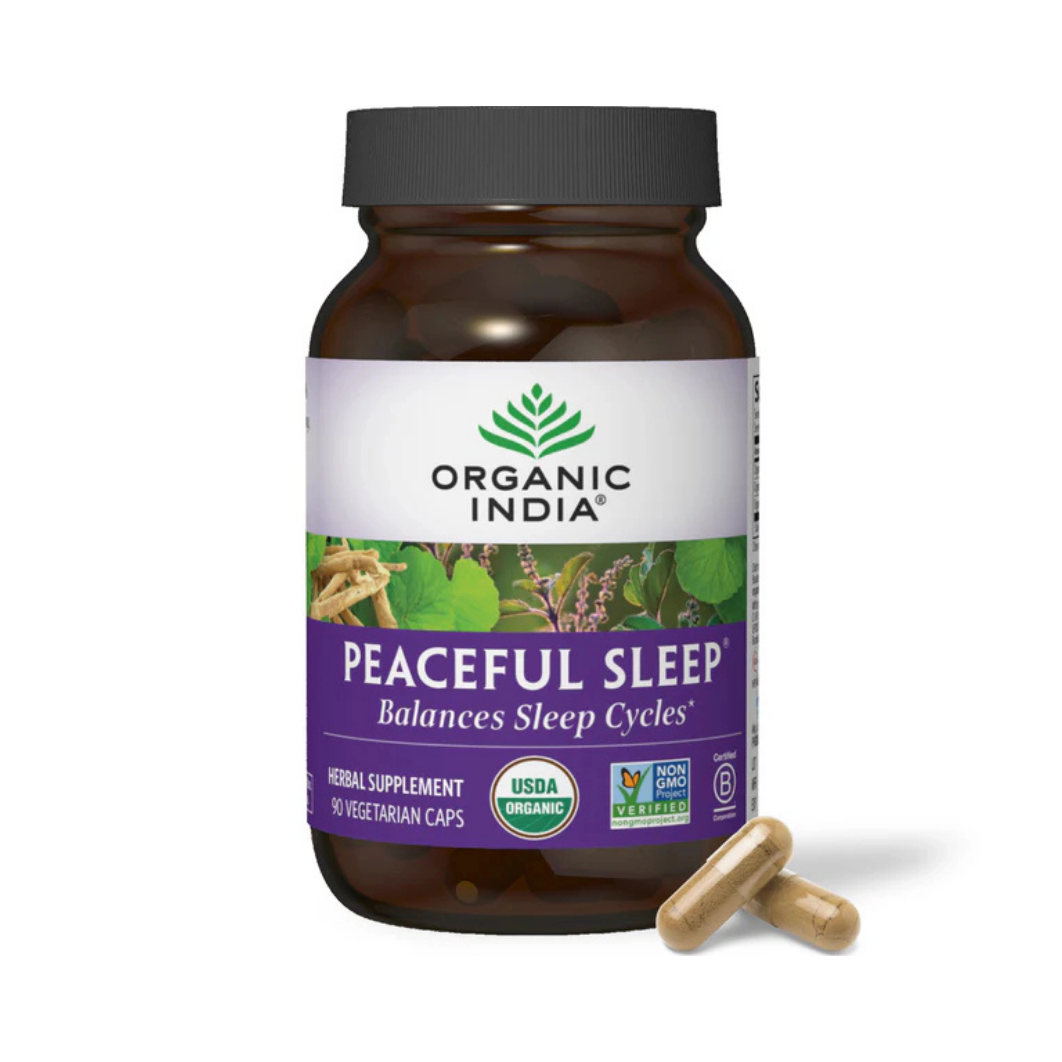 Organic India, Peaceful Sleep, 90 Vegetarian Caps