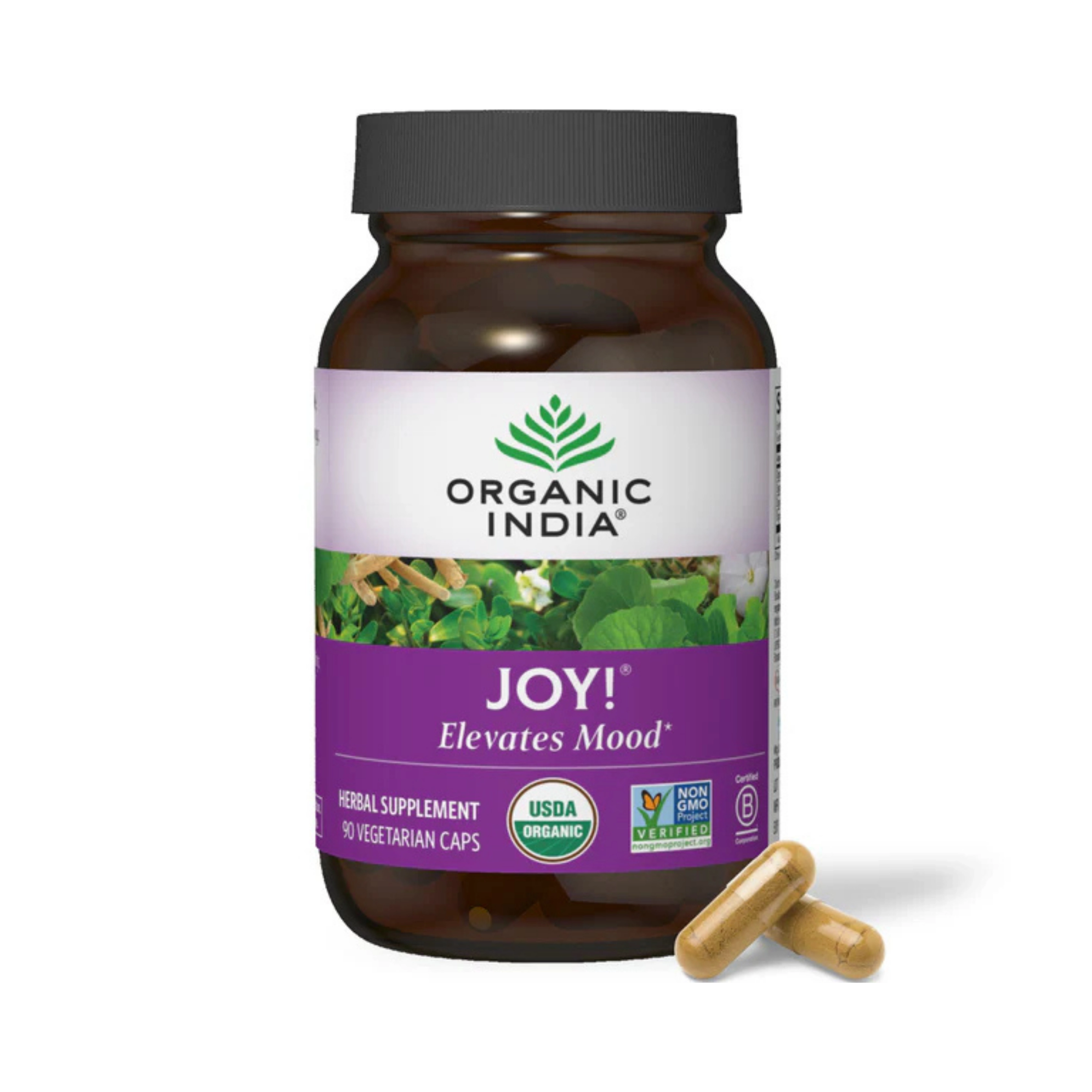 Organic India, Joy Elevates Mood, 90 Vegetarian Caps