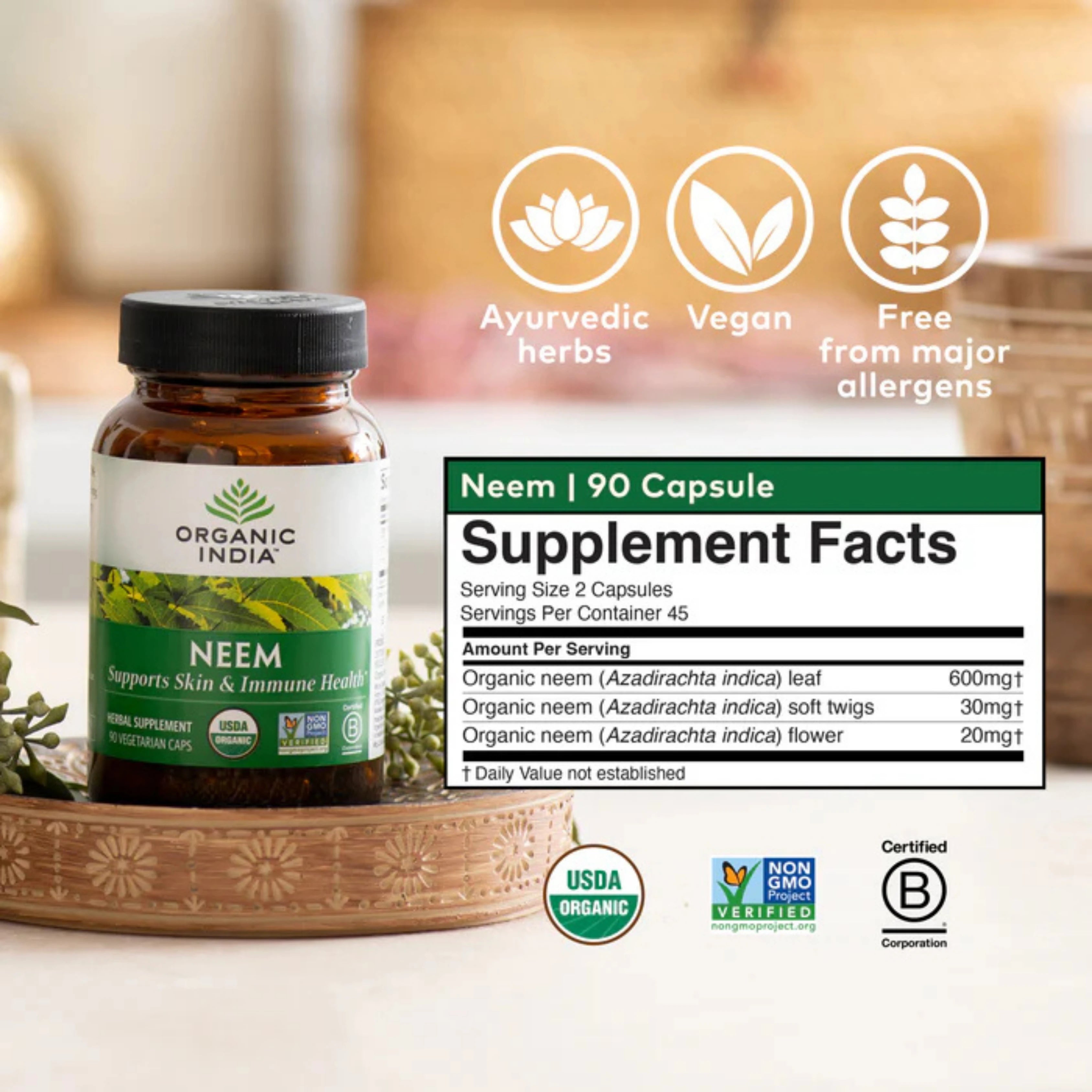 Organic India, Neem, 90 Vegetarian Caps