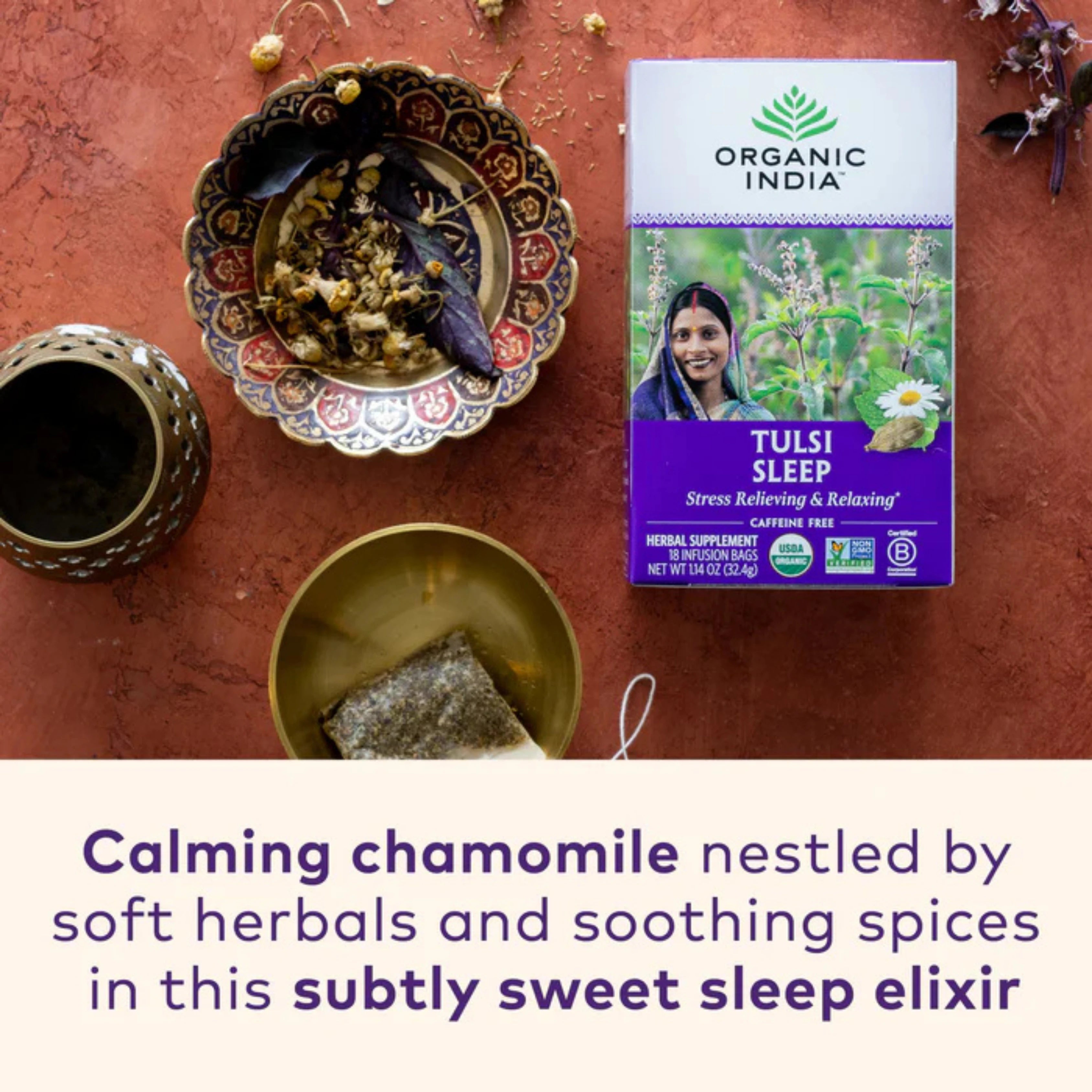 Organic India, Tulsi Tea, Sleep, Caffeine Free, 18 Infusion Bags, 1.14 Oz