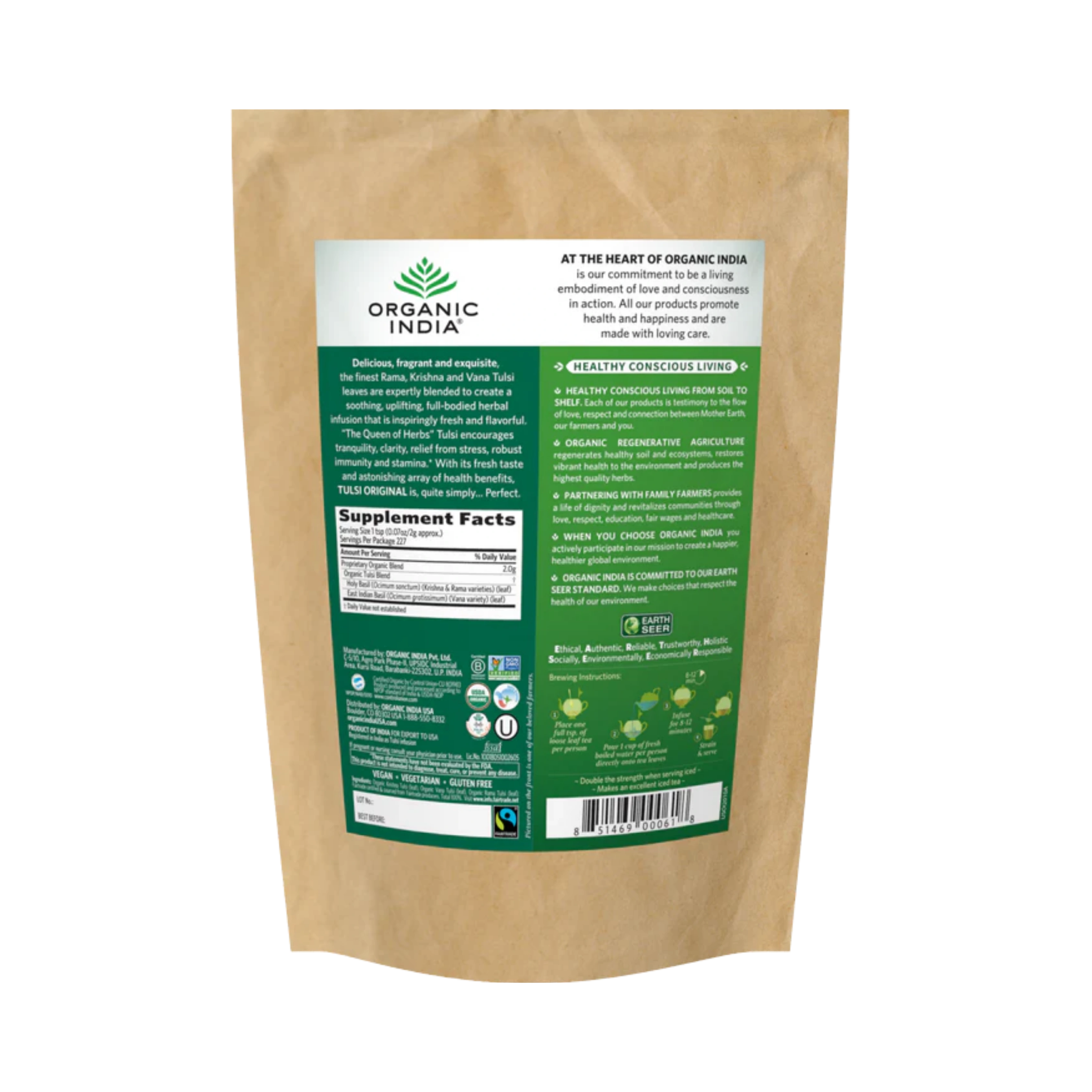 Organic India, Tulsi Loose Leaf Tea, Original, Caffeine-Free, 16 Oz