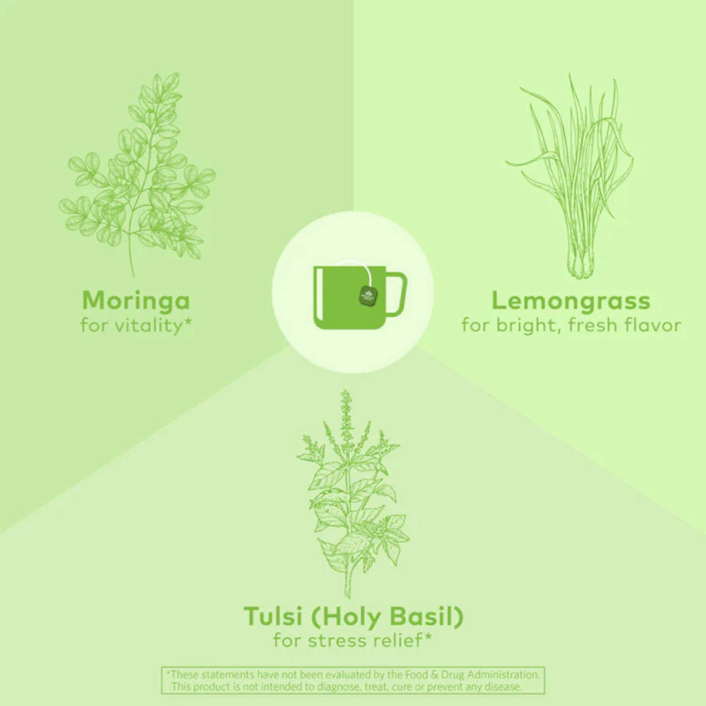 Organic India, Tea, Tulsi Moringa, Caffeine Free, 18 Infusion Bags, 1.27 Oz