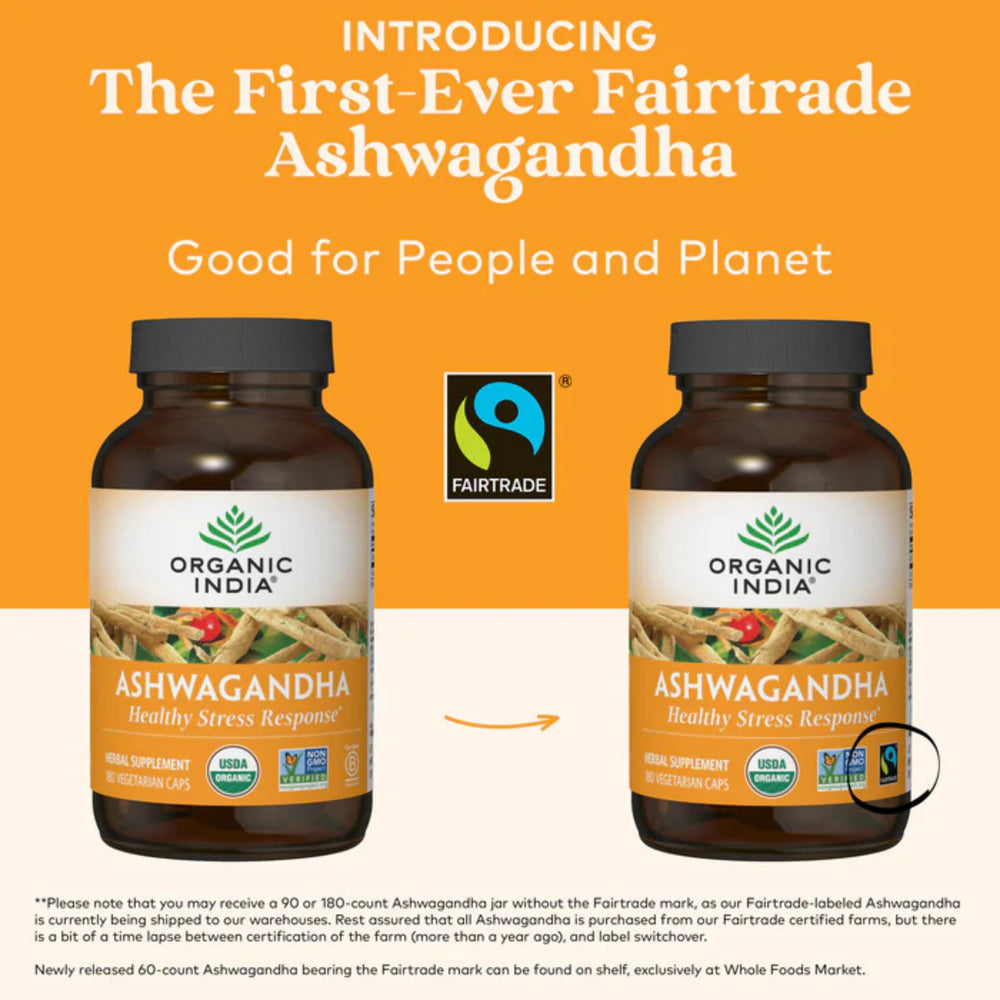Organic India, Ashwagandha, 800 Mg, 180 Vegetarian Caps