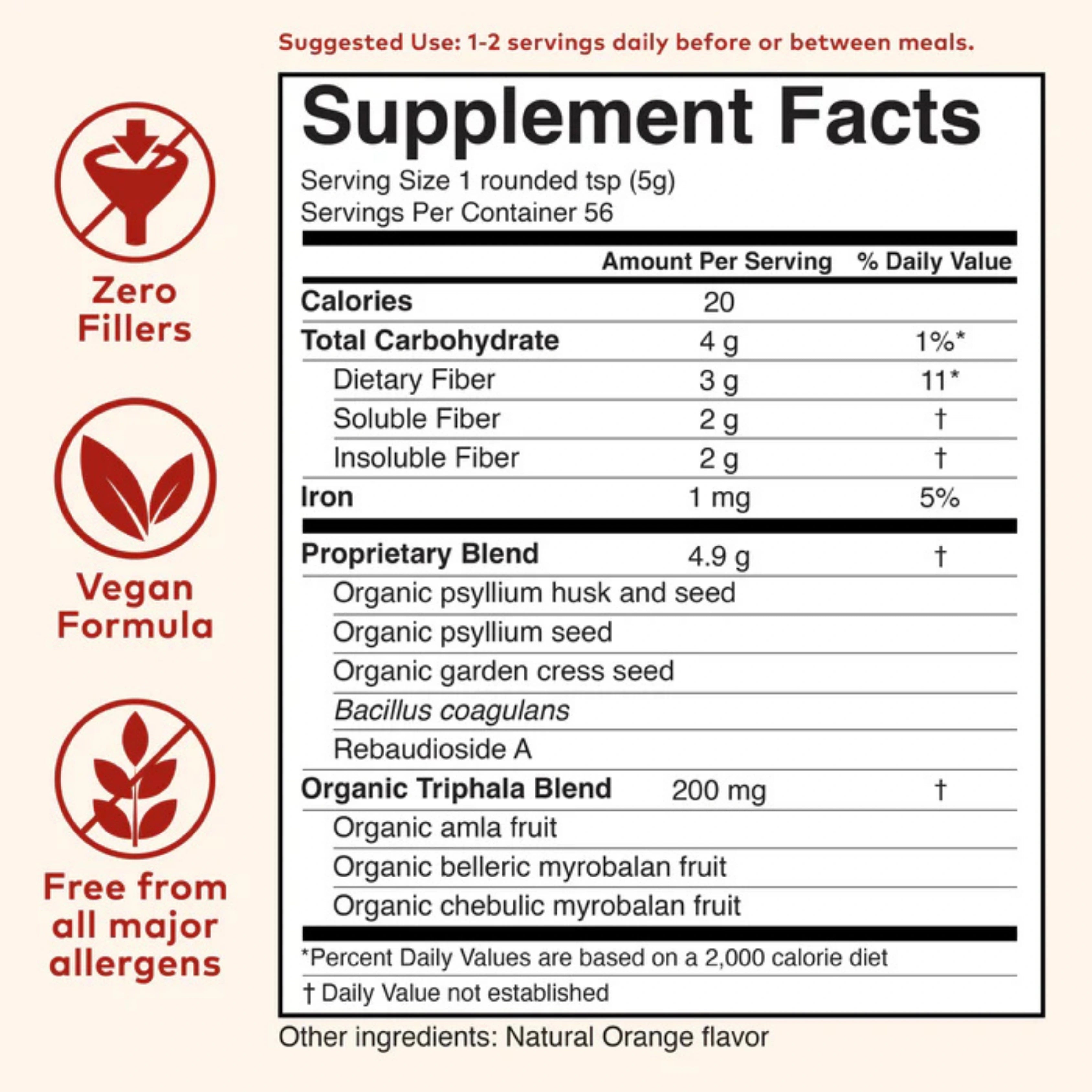 Organic India, Psyllium Pre & Probiotic Fiber, Orange, 10 Oz