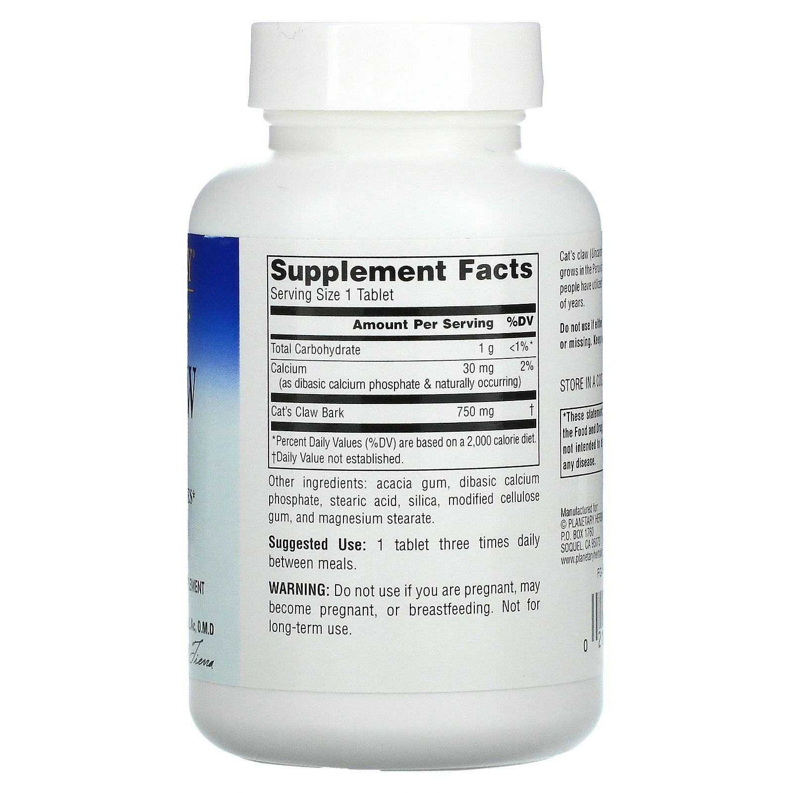 Planetary Herbals, Cat's Claw, 42 Tablets