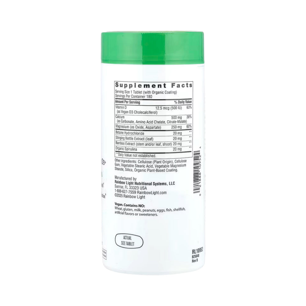 Rainbow Light, Calcium with Magnesium & Vegan D3+, 180 Tablets
