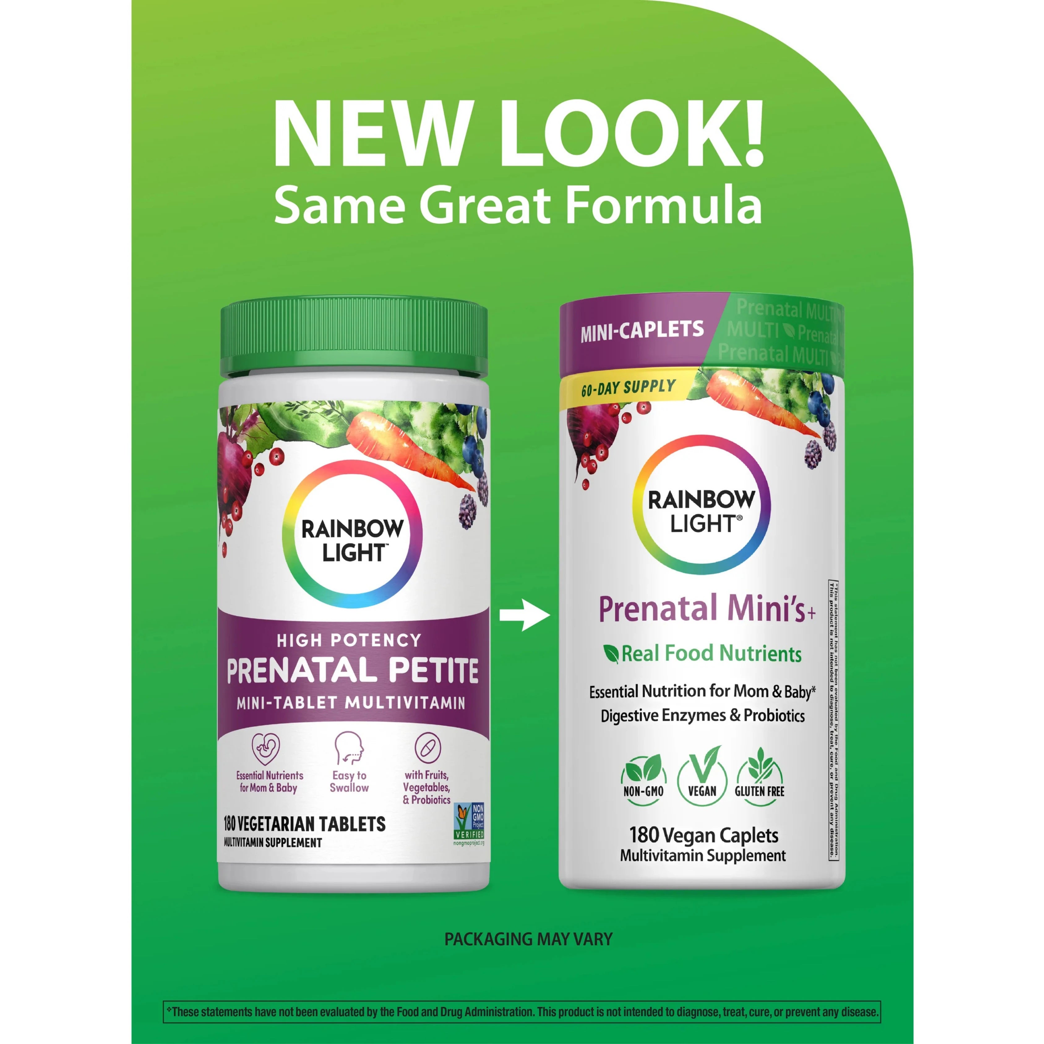 Rainbow Light, Prenatal Multi Mini's + Real Food Nutrients, 180 Mini Tablets