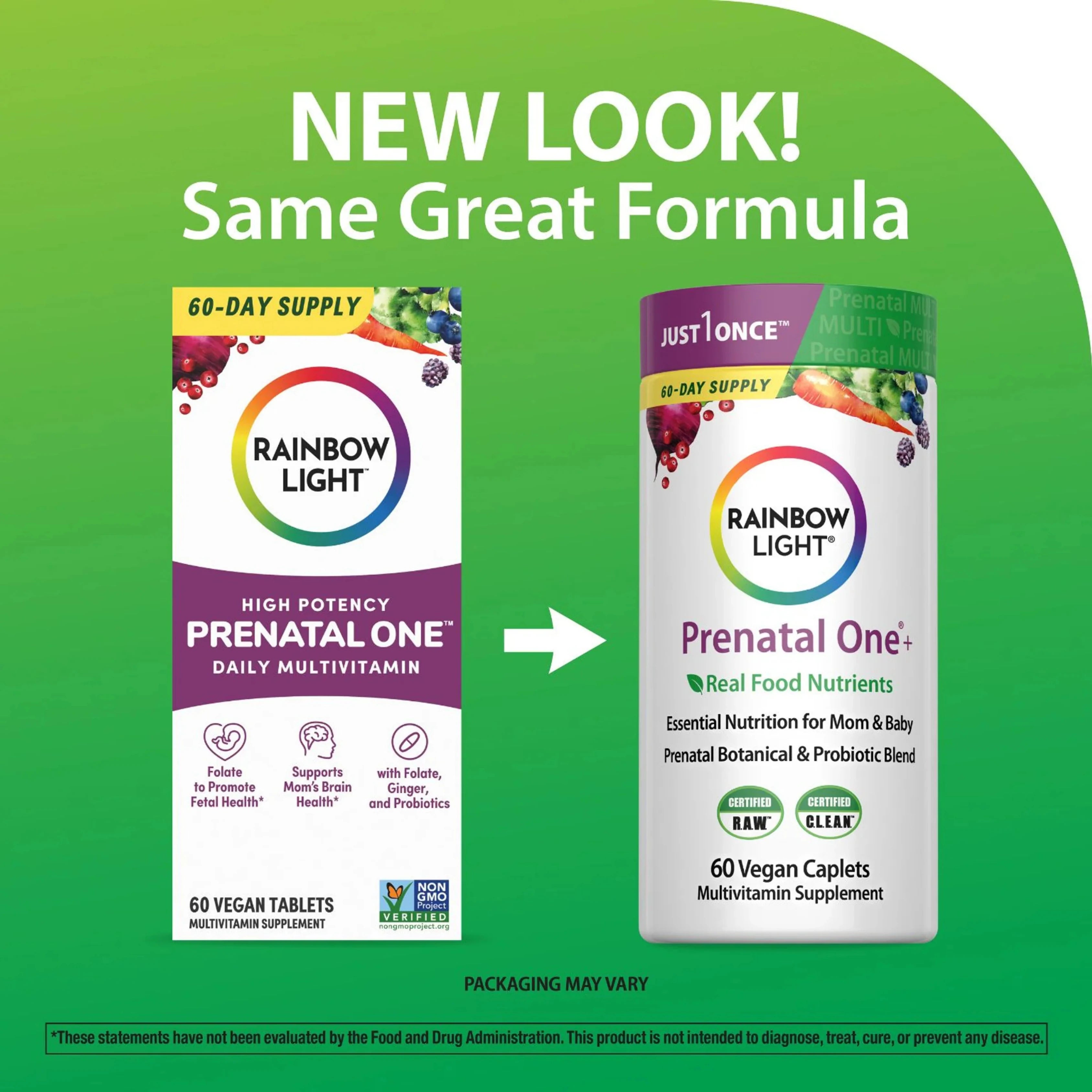 Rainbow Light, Prenatal One + Real Food Nutrients, 60 Vegan Tablets